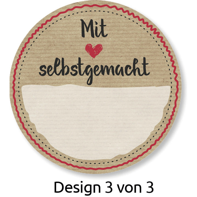 50 selbstgemachte Aufkleber mit dem Avery Zweckform Logo auf weißem Hintergrund, ideal für kreative Bastelprojekte.