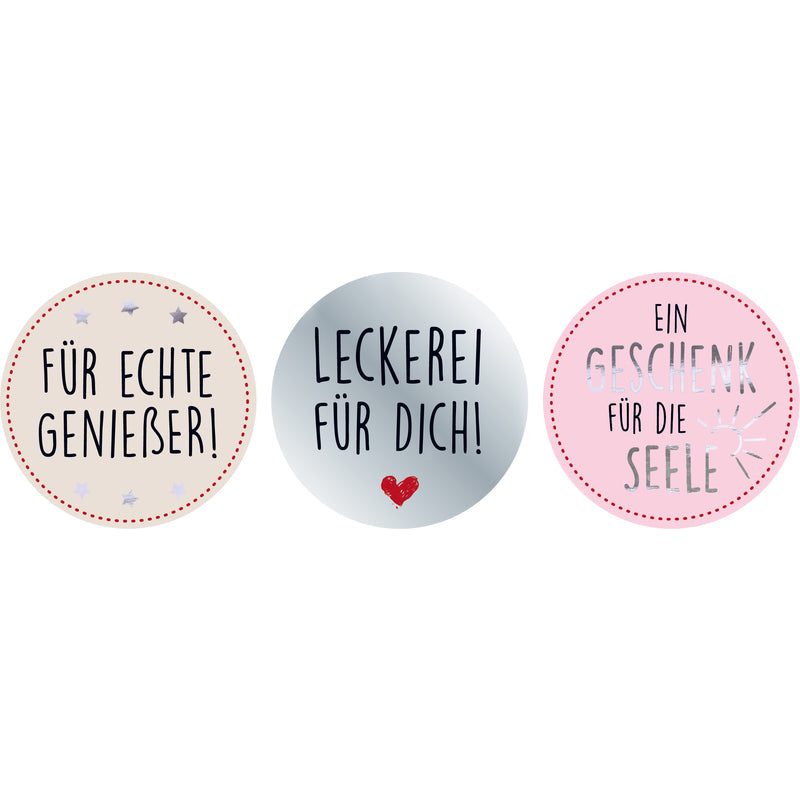 50 Avery Zweckform Aufkleber "Für echte Genießer" mit Schriftzug, weißer Hintergrund, zum Dekorieren und Personalisieren.