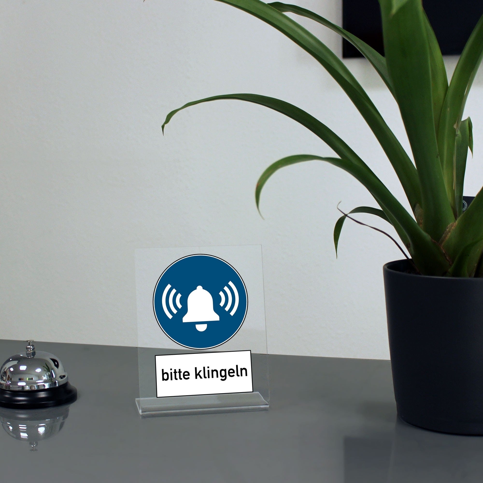 Acrylaufsteller "bitte klingeln - Glocke" (ca.100x150 mm)