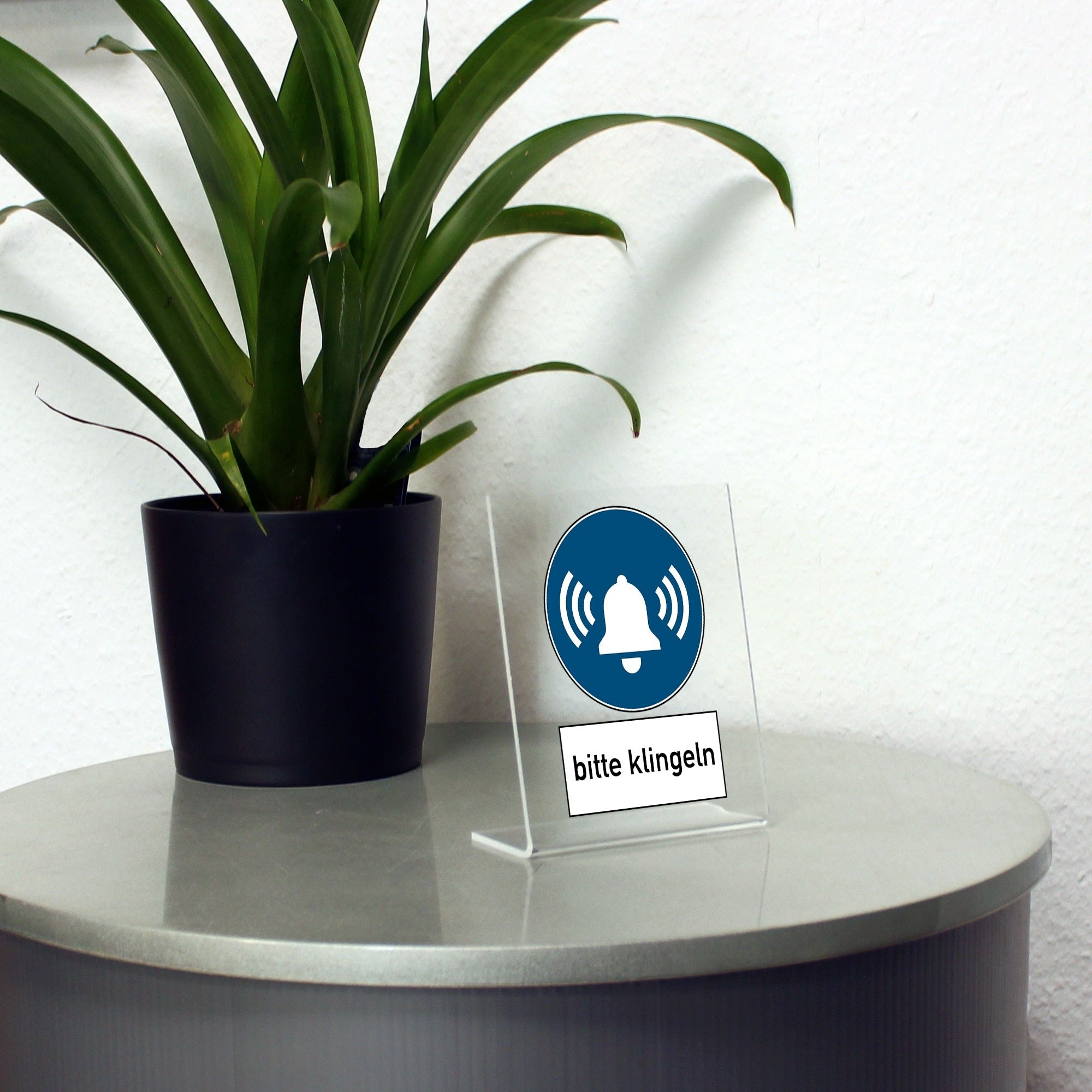 Acrylaufsteller "bitte klingeln - Glocke" (ca.100x150 mm)