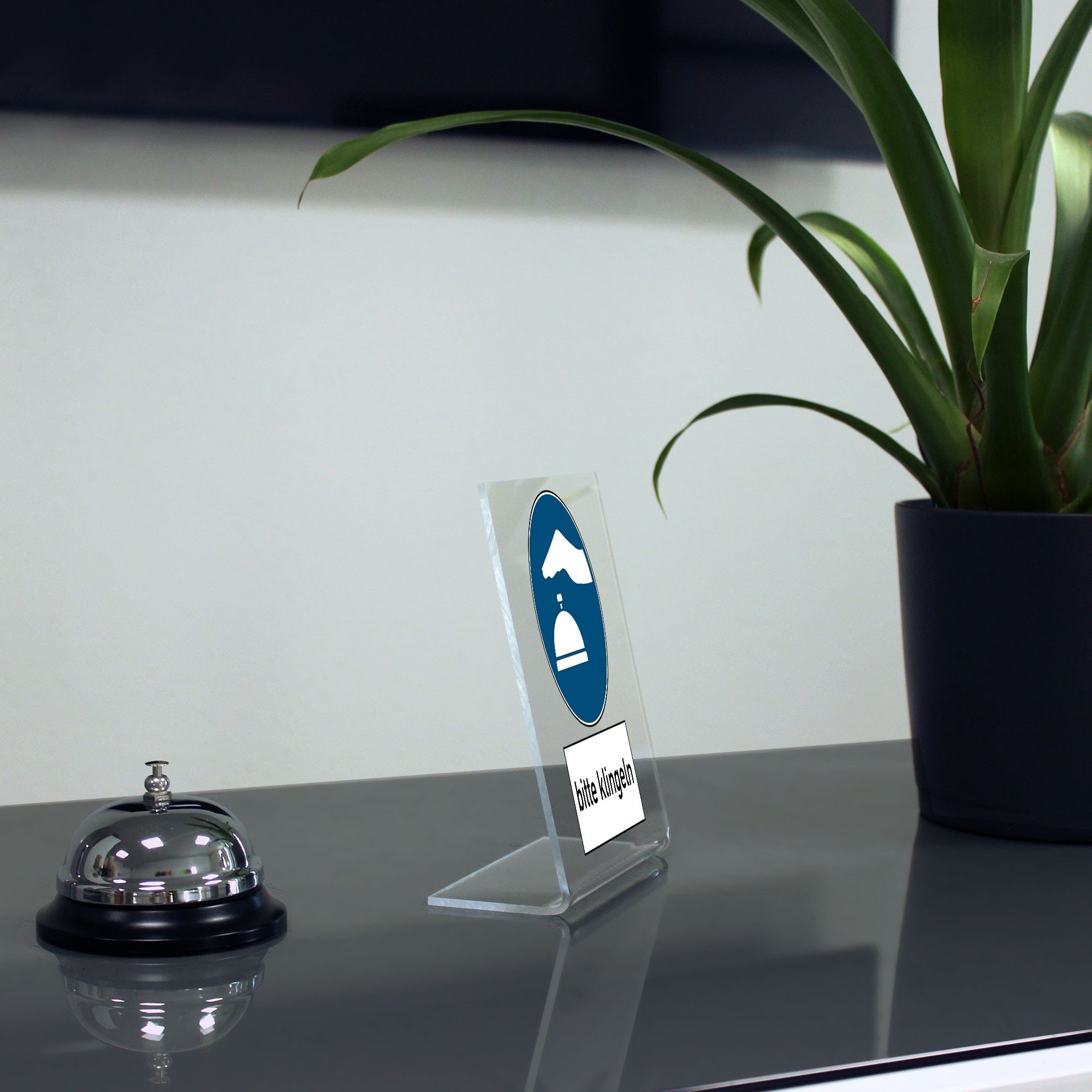 Acrylaufsteller "bitte klingeln" (ca.100x150 mm)