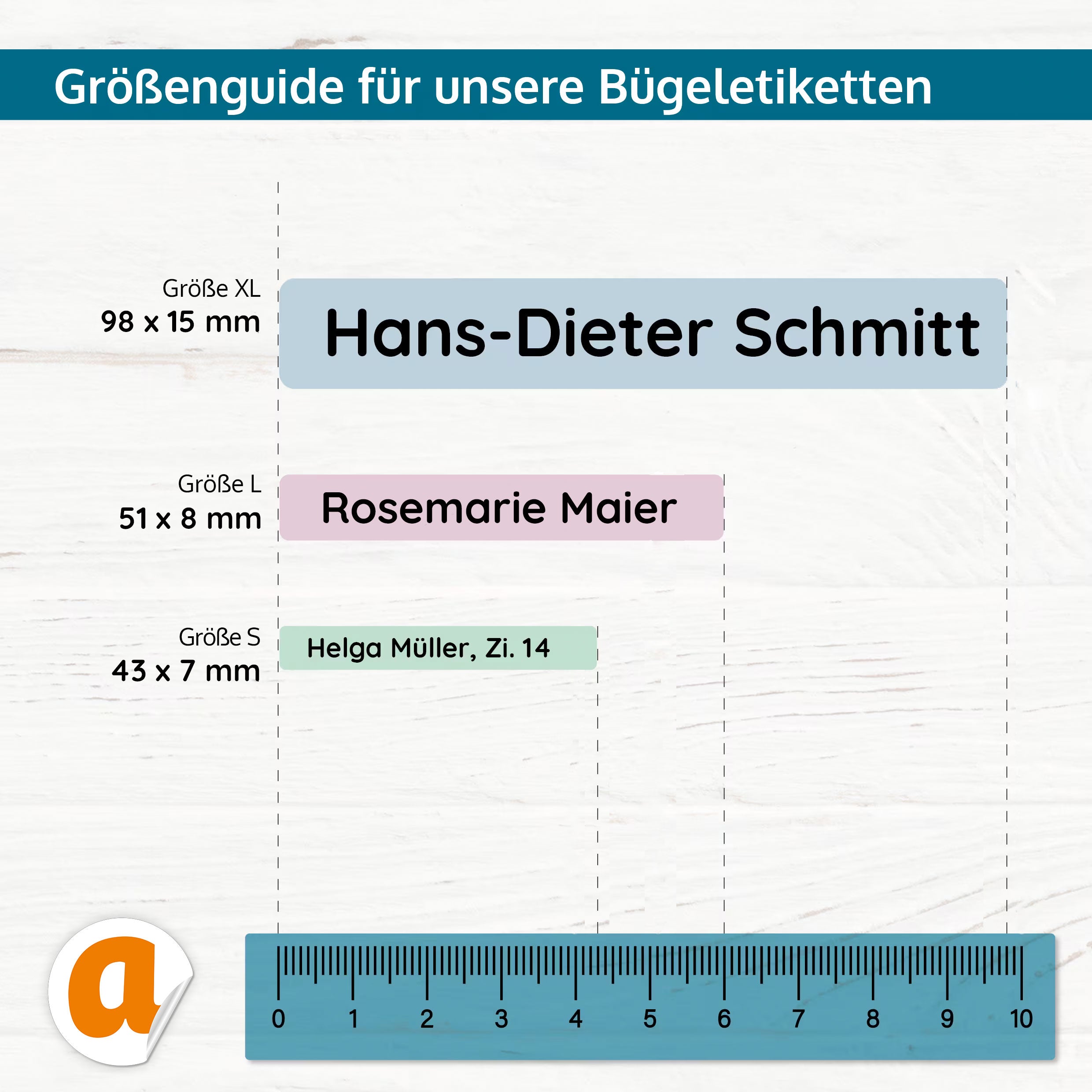 Bügellebensetiketten in verschiedenen Größen für Senioren, Kennzeichnung für Alten- und Pflegeheime, aufkleberdrucker.de