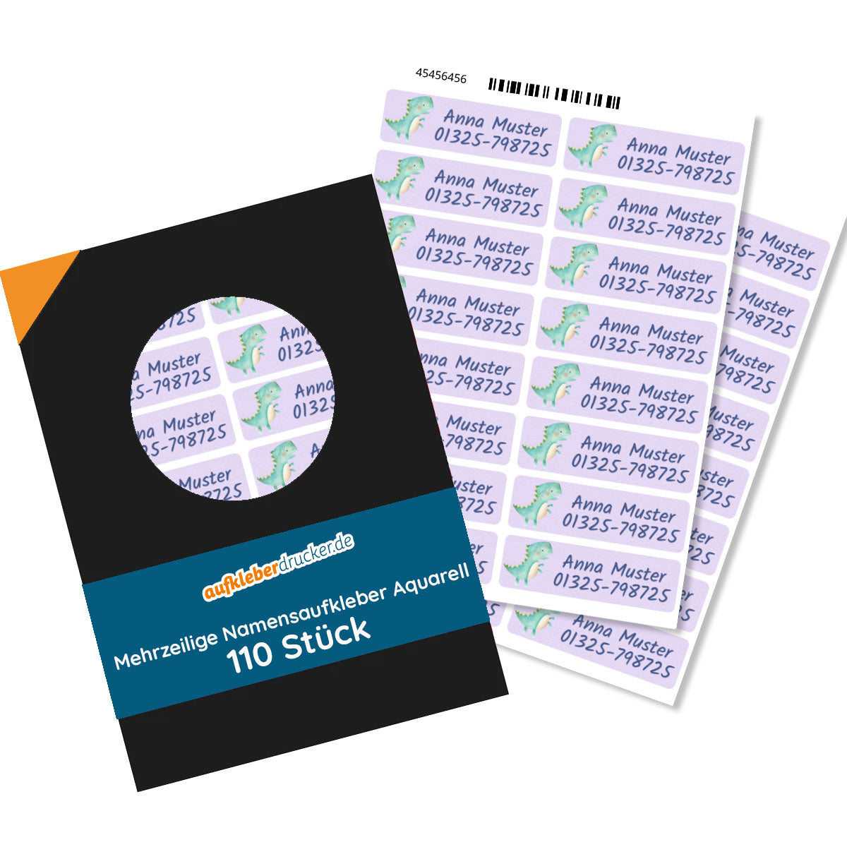 Mehrzeilige Aquarell-Design Namensaufkleber von aufkleberdrucker.de, 50x15 mm, 110 Stück, bunte kreative Etiketten