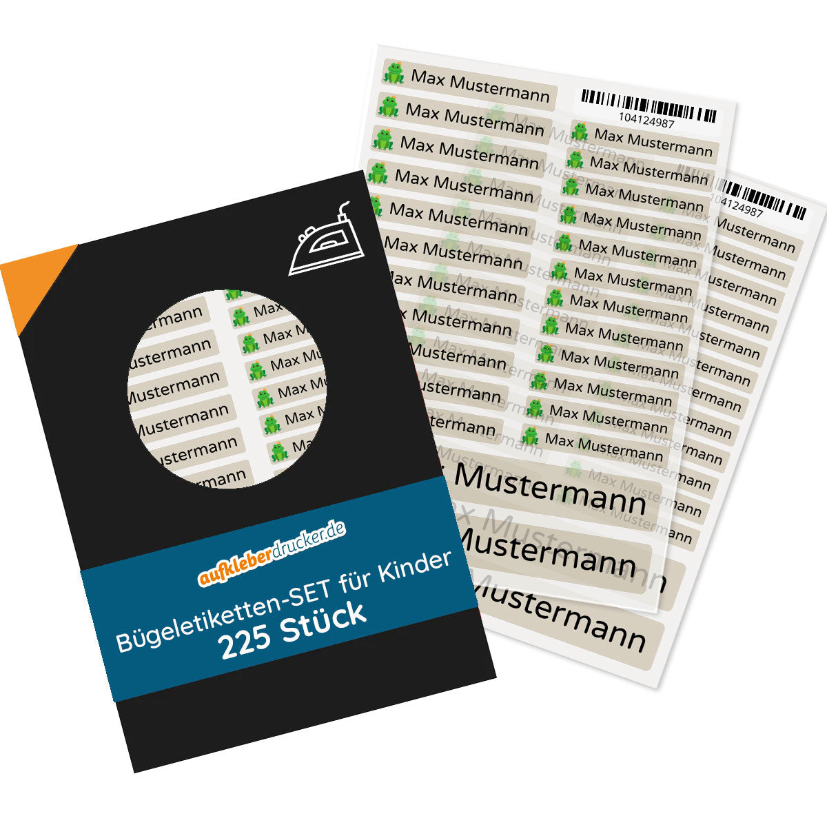 Bügeletiketten für Kinder mit bunten Motiven, 225 Aufkleber in verschiedenen Größen, ideal zum Kennzeichnen von Kleidung