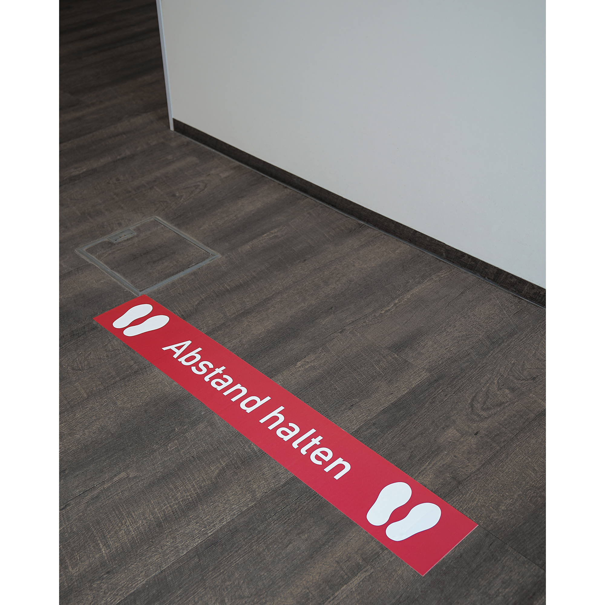 Fußbodenaufkleber 1000x150 mm / Rot - Abstand halten