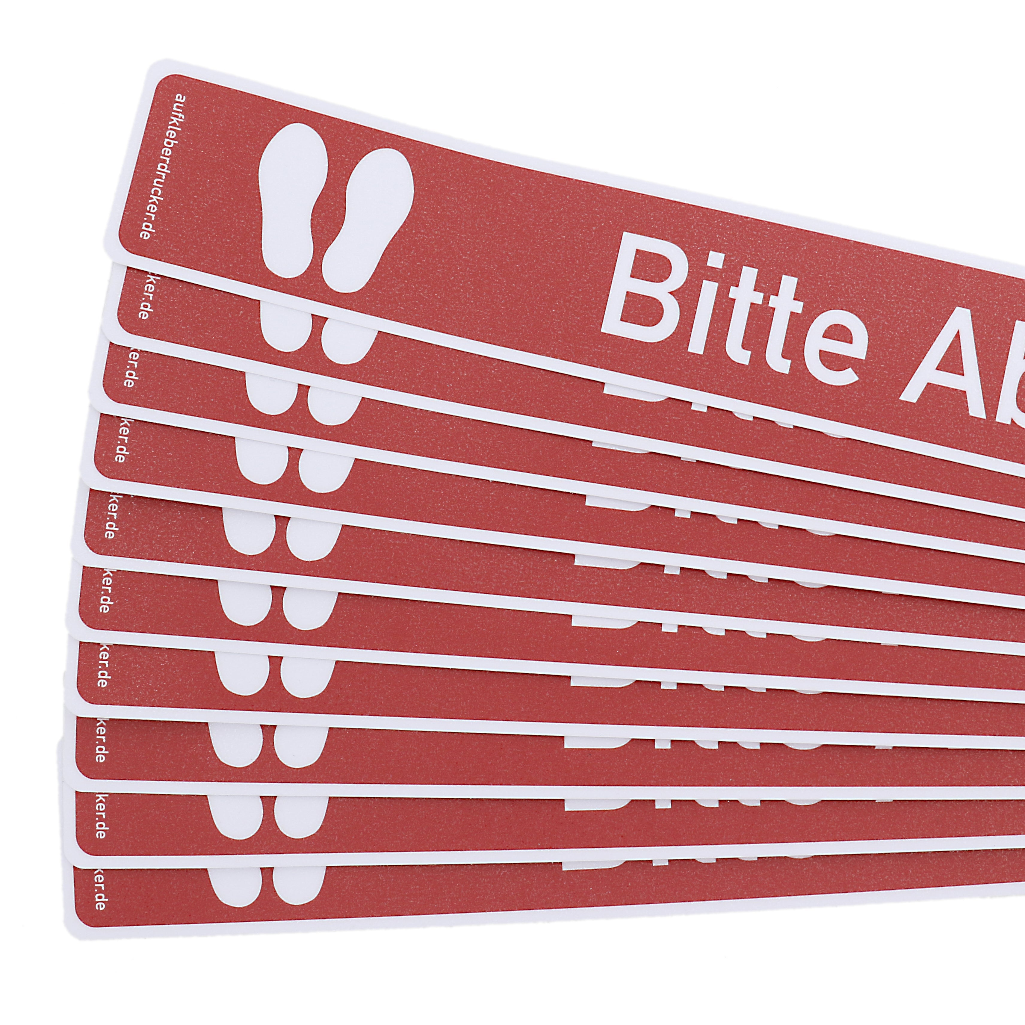 Fussbodenaufkleber Rot - Abstand halten (1000x50 mm - 10 Stück)