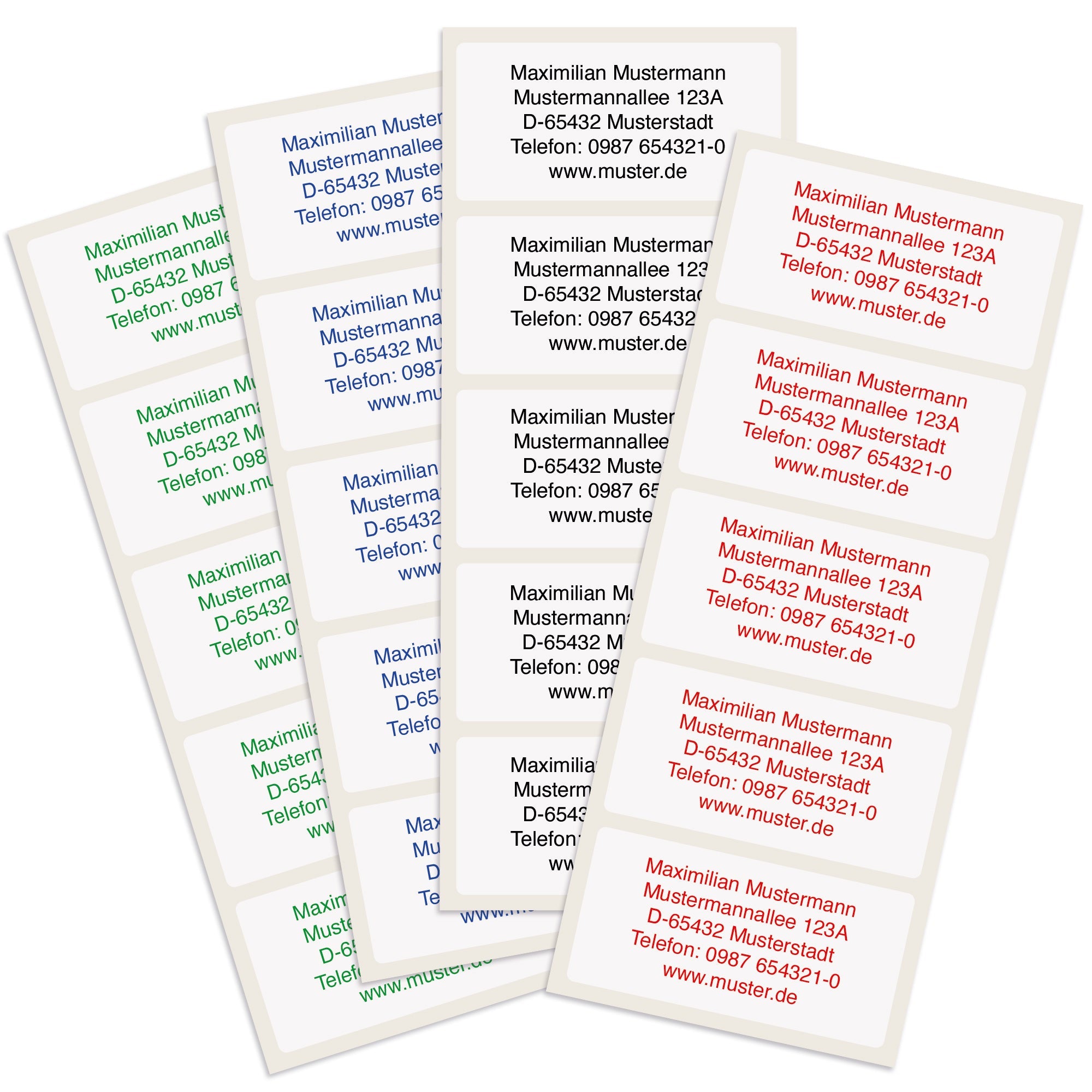 Kleine Adressetiketten 51x25 mm auf Rolle, 4-farbig bedruckt, mit Bogenmuster, für Etikettendrucker, 250 Stück