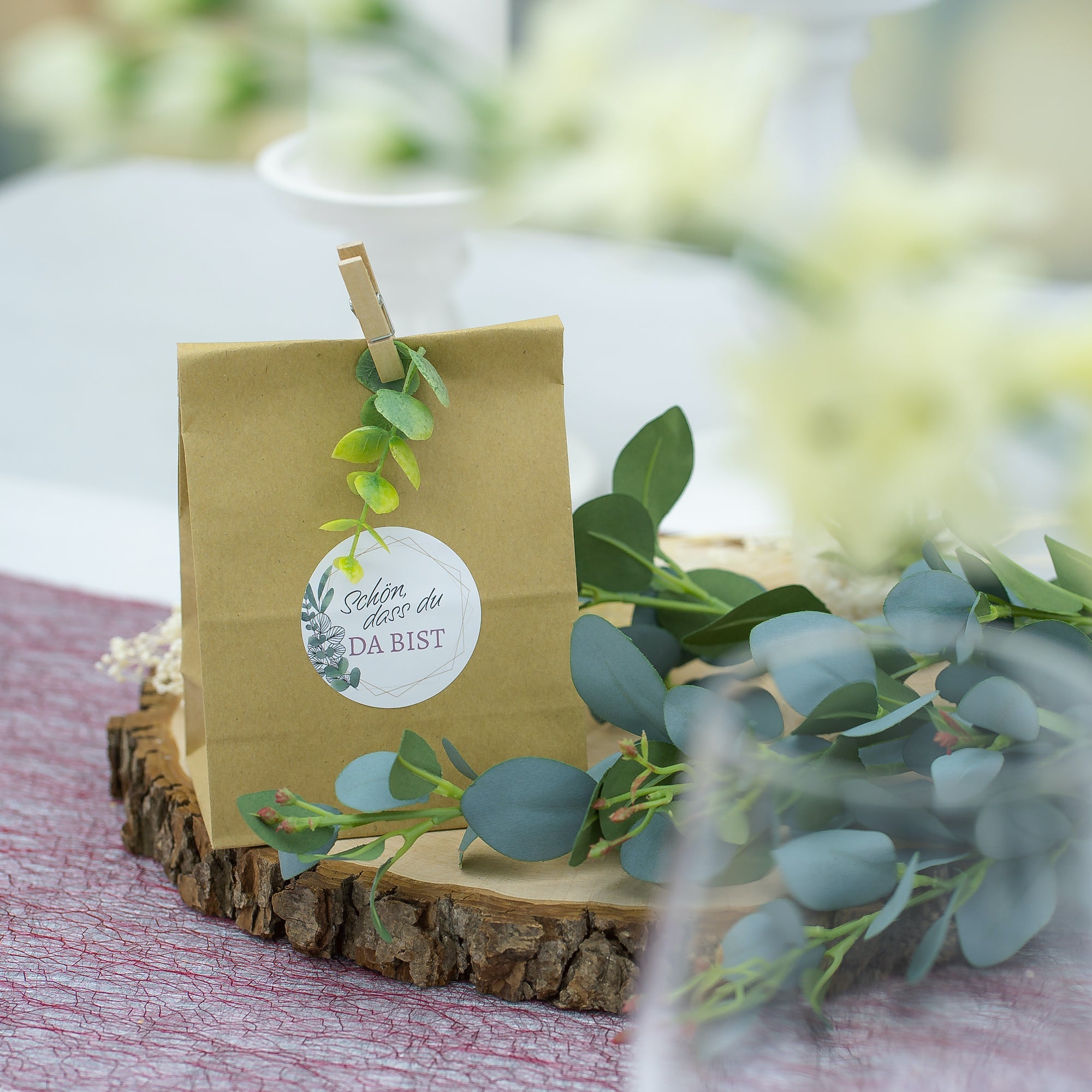 Aufkleber für Hochzeit "Eukalyptus" (Set mit 80 Aufklebern in verschiedenen Größen & Texte)