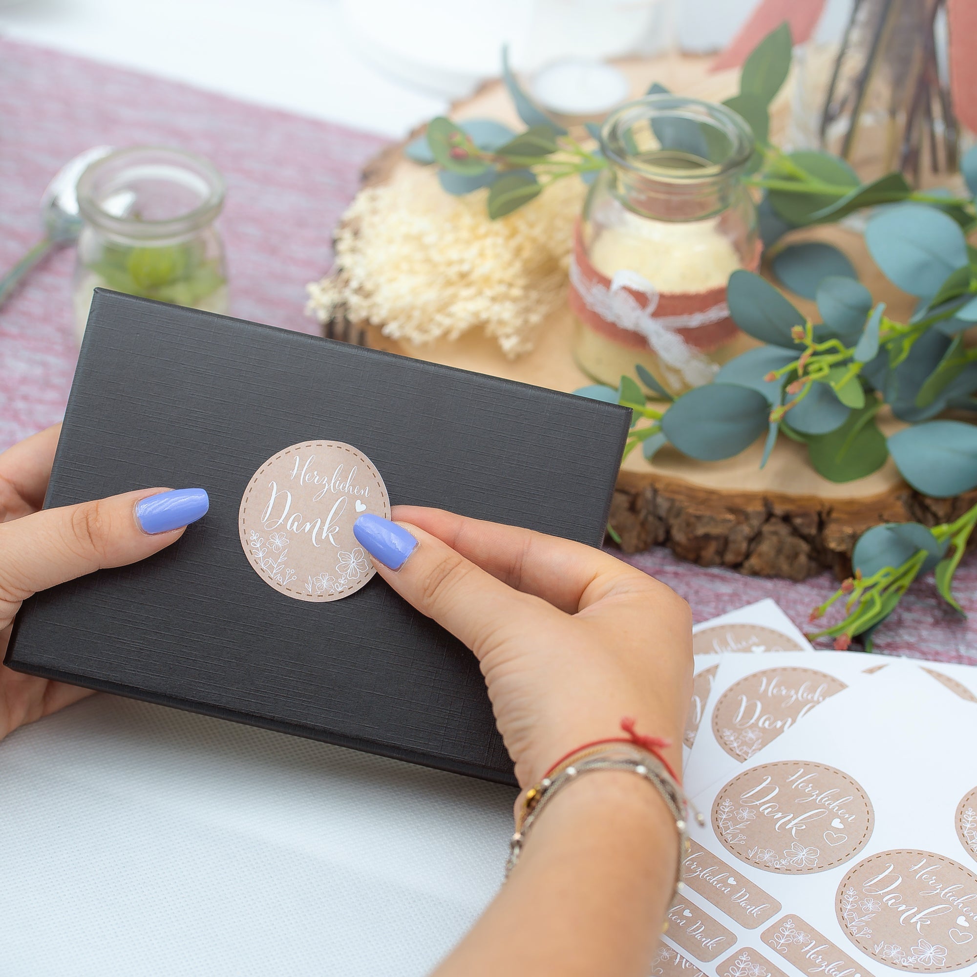 Aufkleber für Hochzeit "Papierdekor" (Set mit 80 Aufklebern in verschiedenen Größen & Texte)