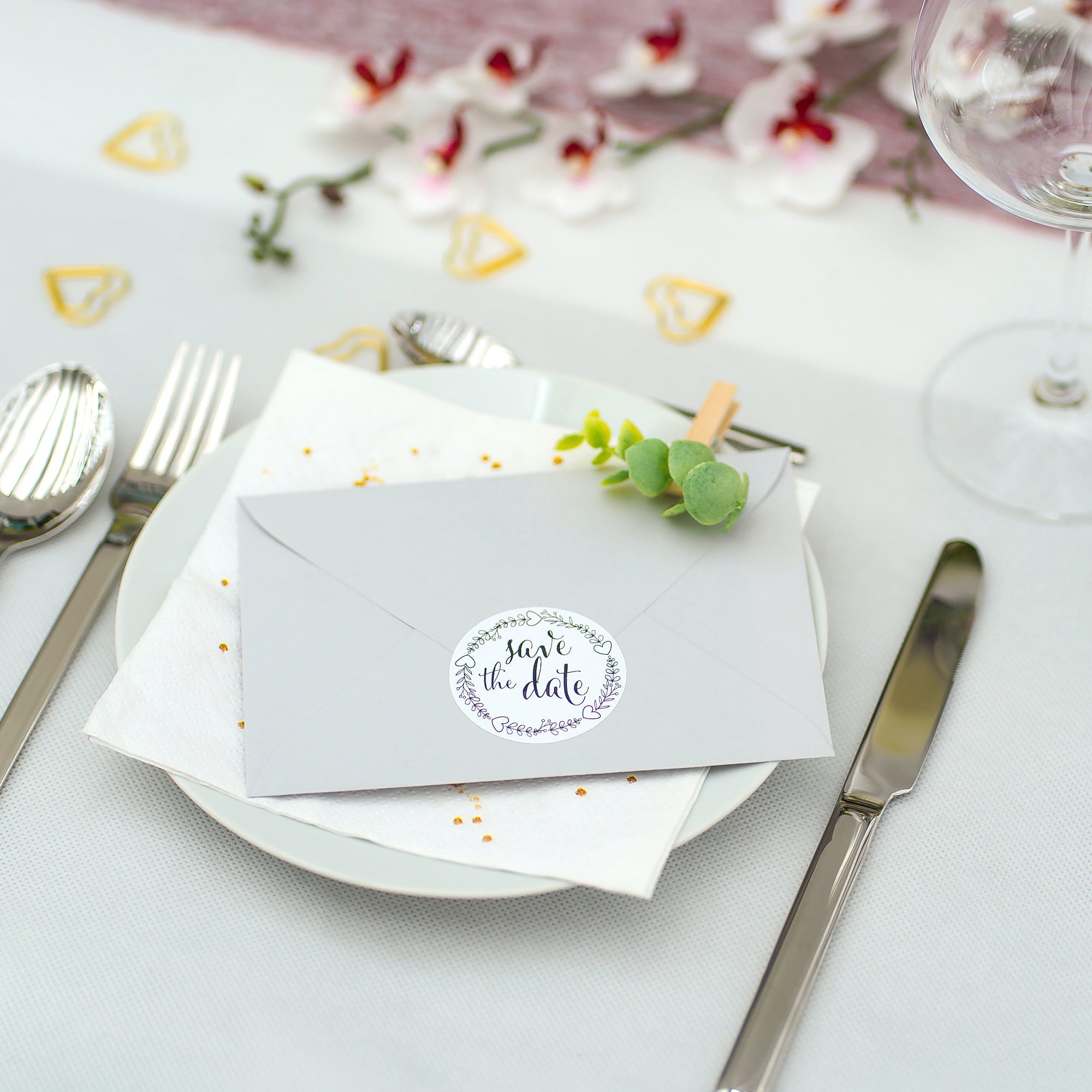 Aufkleber für Hochzeit "schwarz/weiß" (Set mit 80 Aufklebern in verschiedenen Größen & Texte)