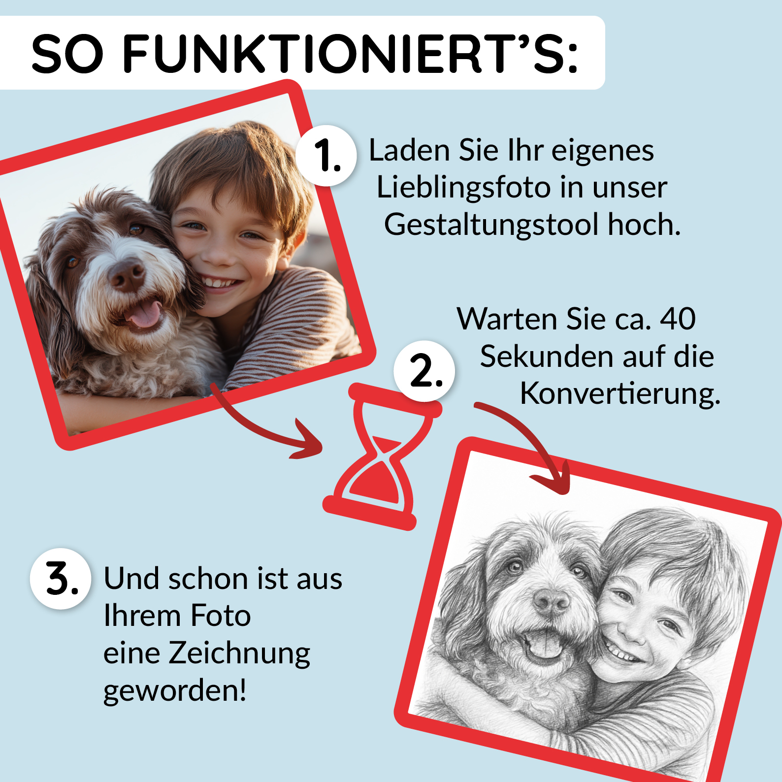 Personalisierte Keramiktasse mit Bleistiftzeichnung, handgezeichnetes Firmenlogo auf weißer Tasse, ideal für personalisierte Geschenke