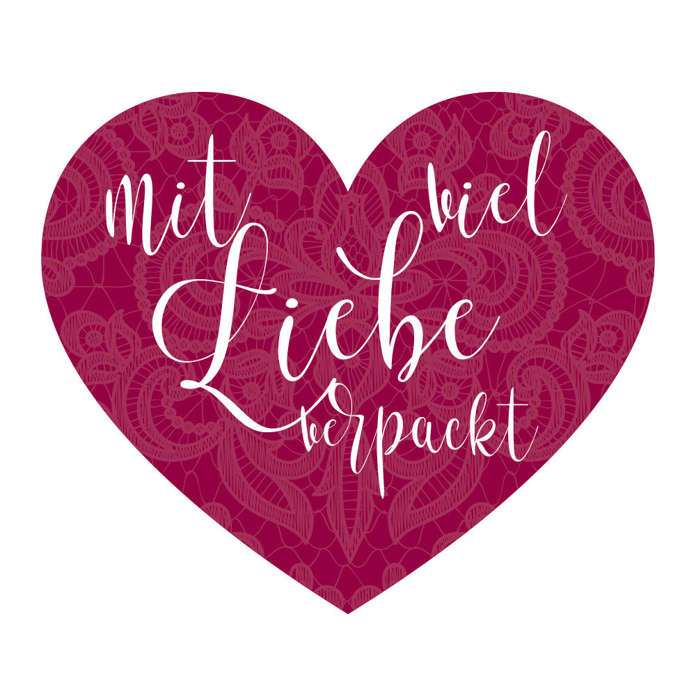 Aufkleber Mit viel Liebe verpackt "Herz" (60 Stück - ø 46mm)