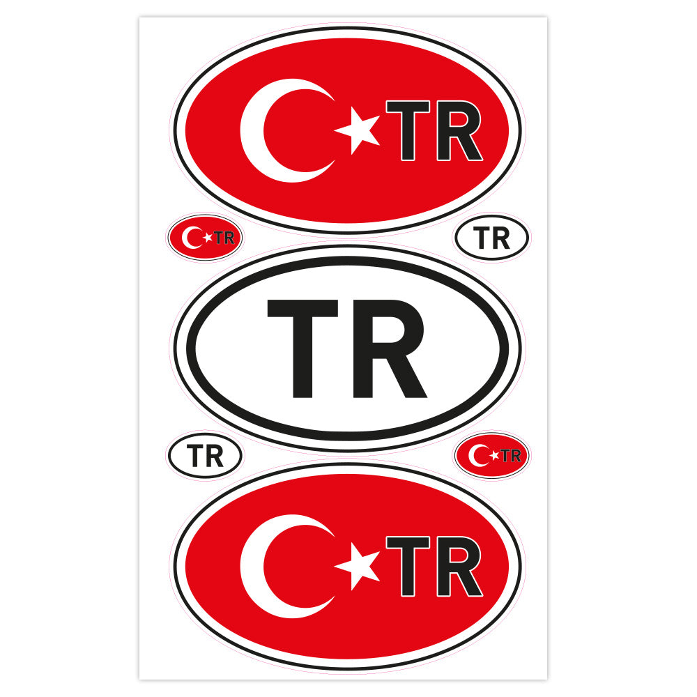 Autoaufkleber Länderkennzeichen - Türkei (7 Stück - 200x300 mm)
