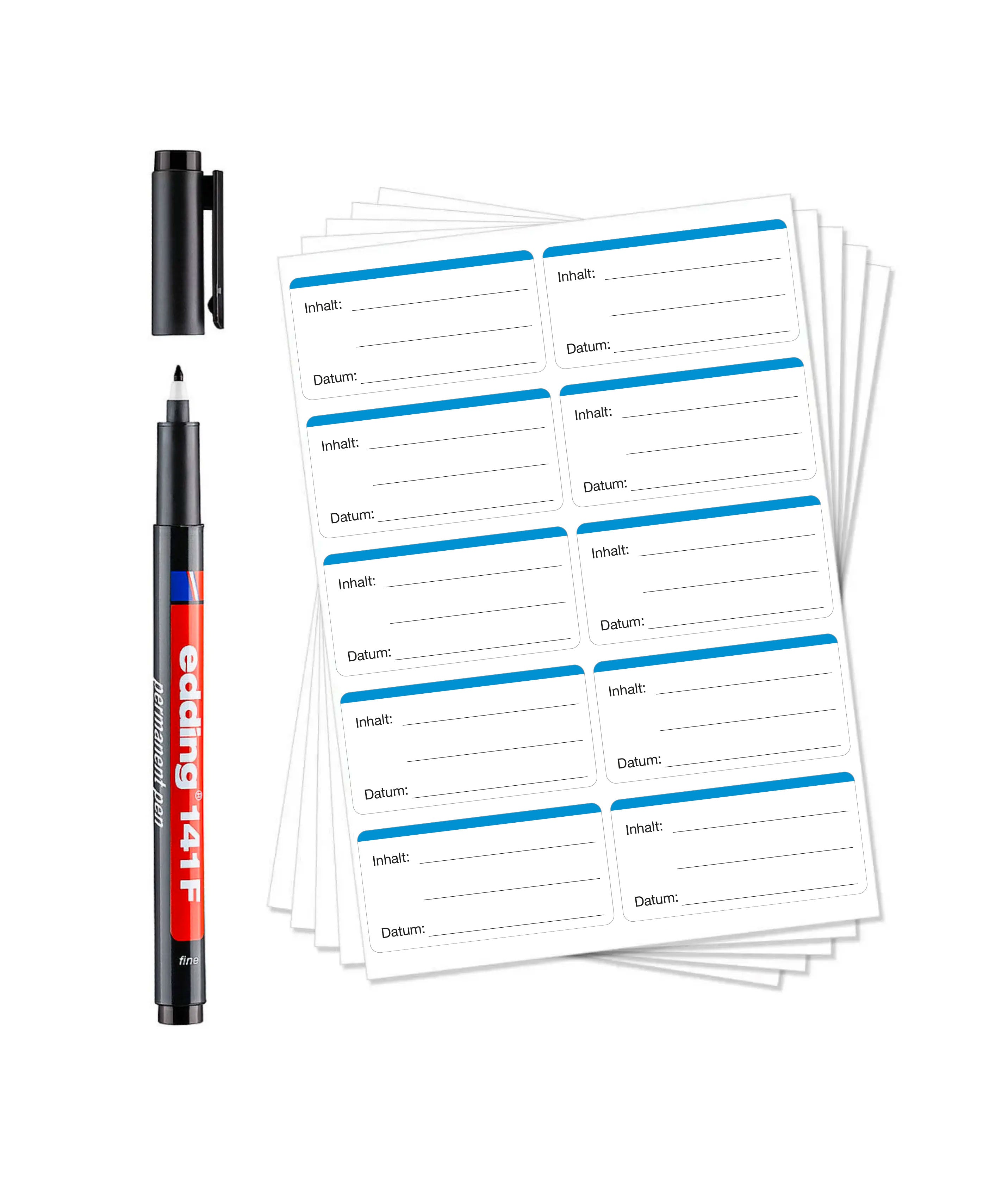 Gefrieretiketten / Tiefkühletiketten / Küchenetiketten inkl. Permanent Marker