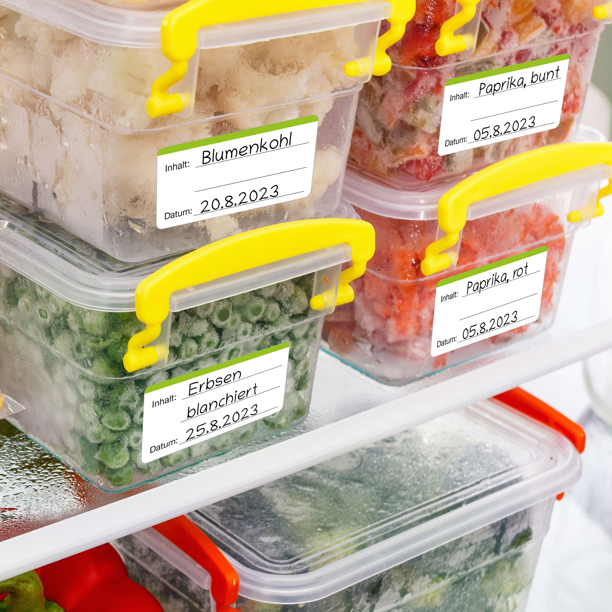 Gefrieretiketten / Tiefkühletiketten / Küchenetiketten inkl. Permanent Marker