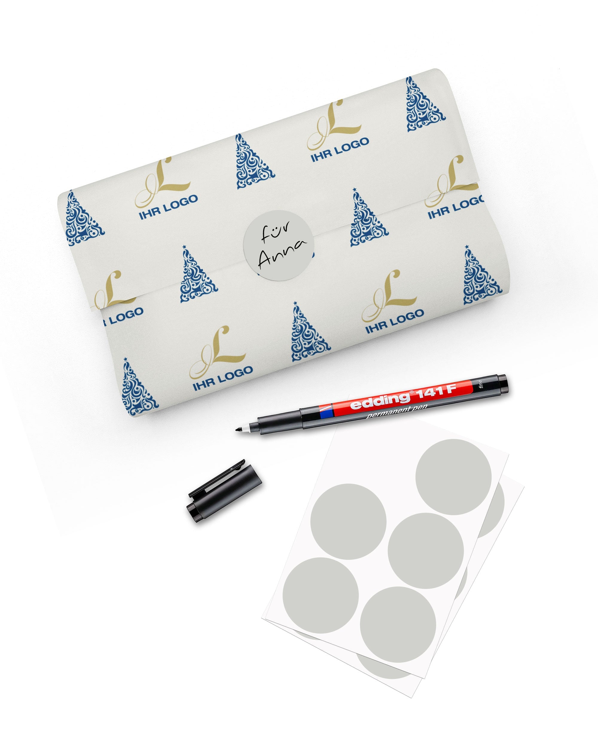 Runde Blanko-Aufkleber mit Permanentmarker (60 Stück - ø 47 mm)