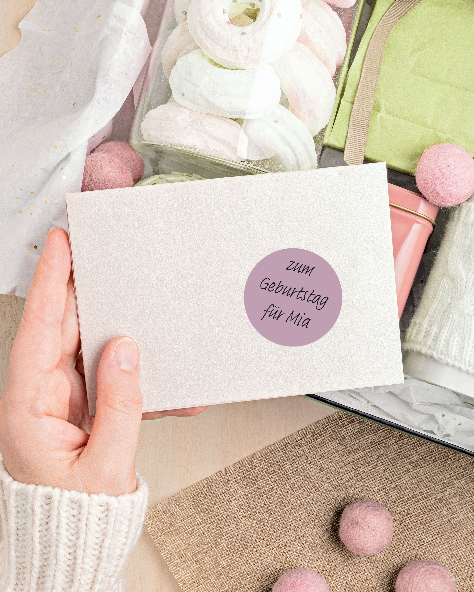 Runde Blanko-Aufkleber mit Permanentmarker, 60 Stück, rosa, Ø 47 mm, für personalisierte Geschenke und Beschriftungen