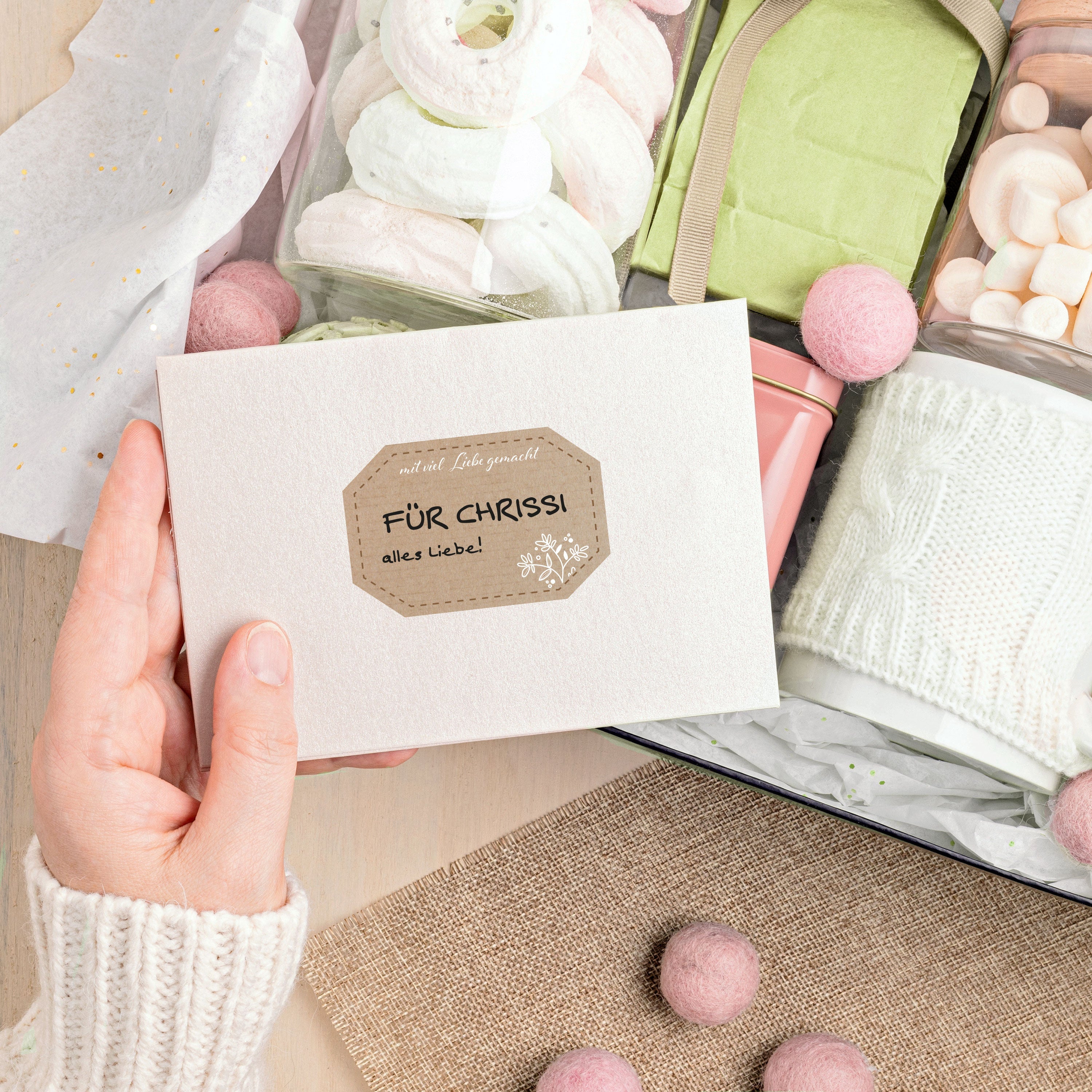 Vintage Marmeladenetiketten Set auf drei Bögen, handgefertigte Geschenkaufkleber aus Packpapier, eckig, für kreative Verpackungen