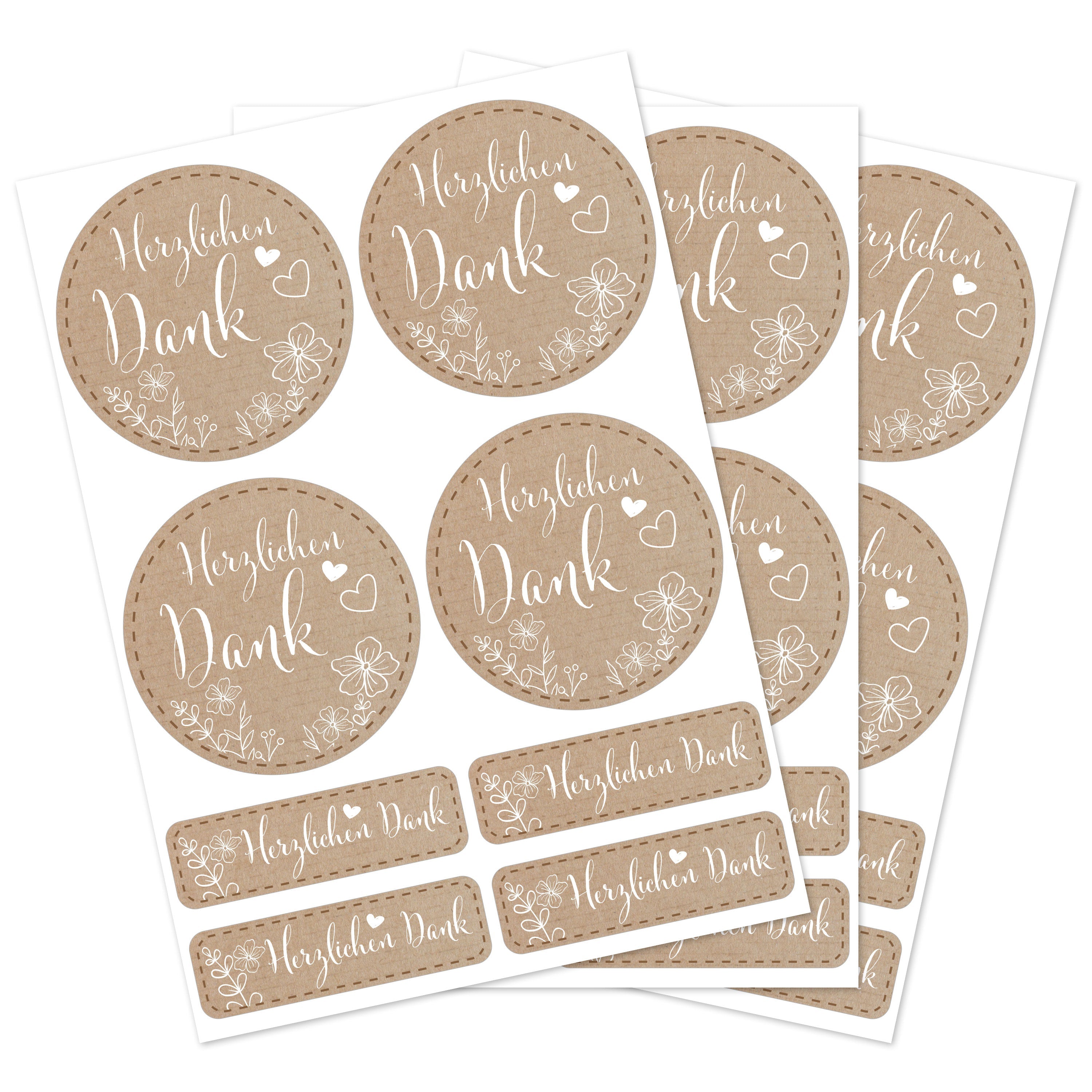 Aufkleber für Hochzeit "Papierdekor" (Set mit 80 Aufklebern in verschiedenen Größen & Texte)