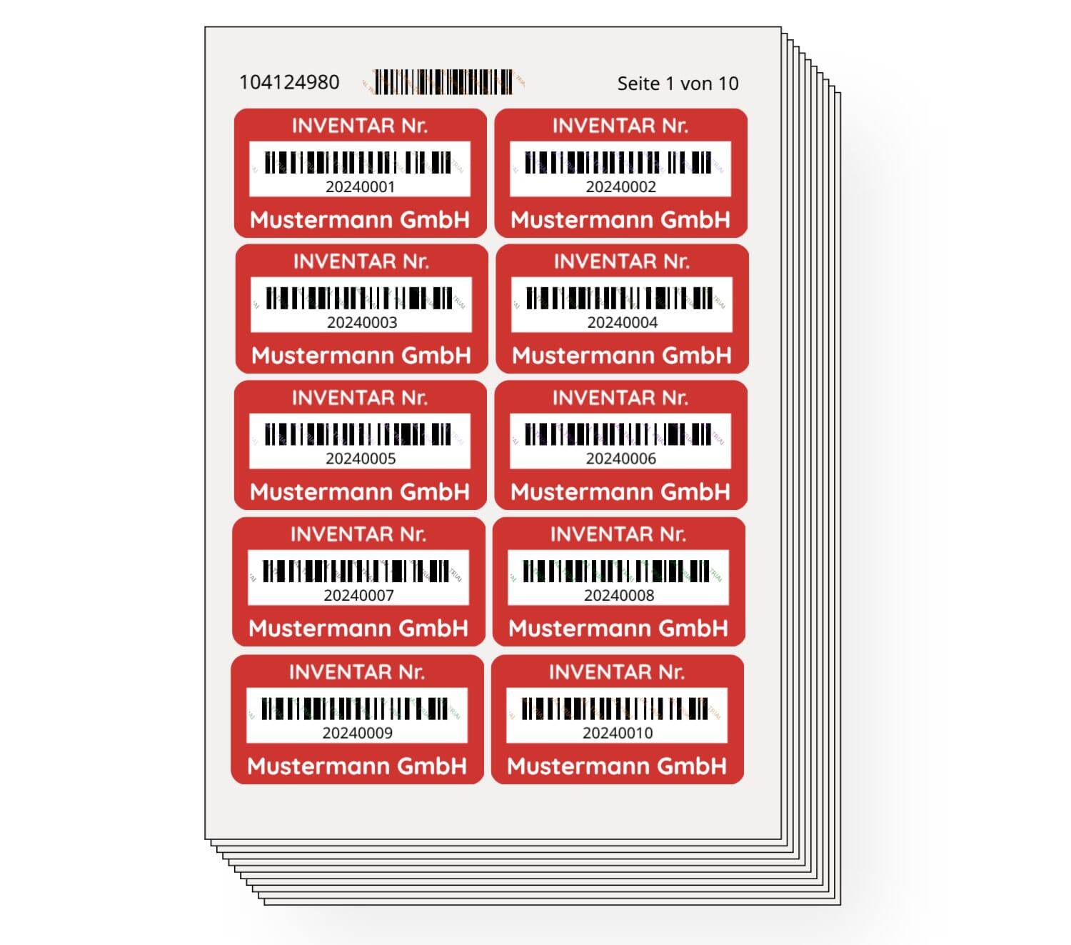 100 Inventar-Aufkleber mit Seriennummer, 48x24 mm, fortlaufend nummeriert, für Inventarverwaltung, von aufkleberdrucker.de
