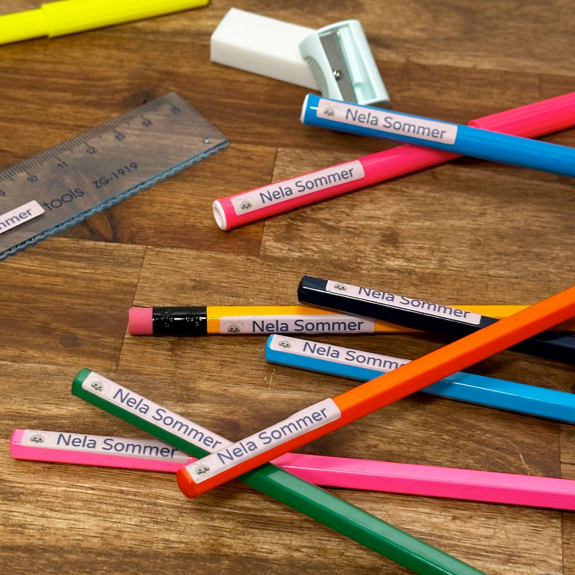 Kleine individuelle Namensetiketten, Stiftetiketten 40x6 mm, 215 Stück, aufkleberdrucker.de, perfekt für personalisierte Markierungen