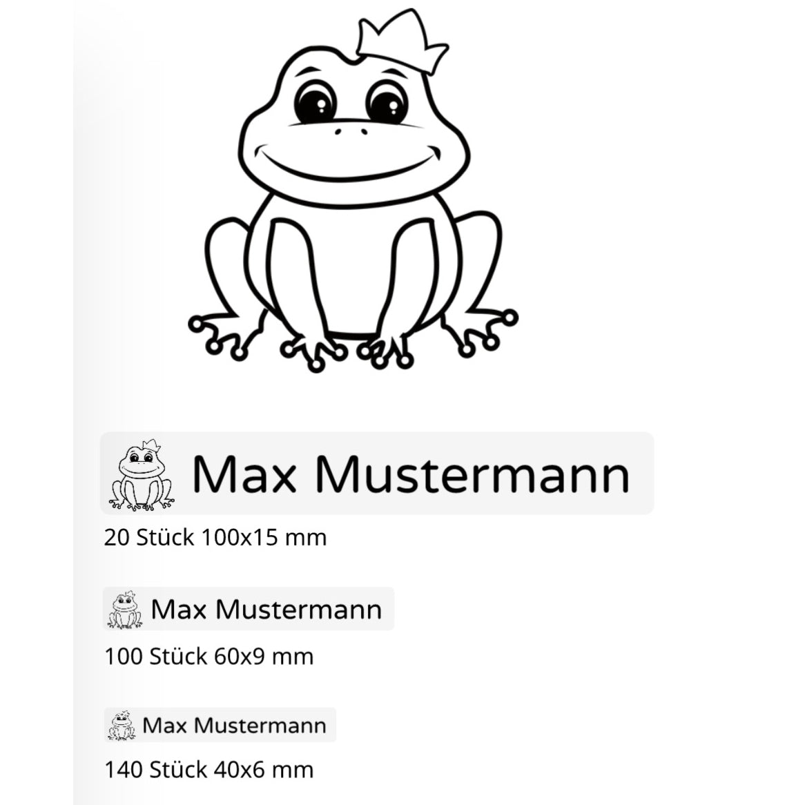 Set mit 3 Größen transparente Namensaufkleber für Kinder von aufkleberdrucker.de, ideal zum Kennzeichnen und Personalisieren