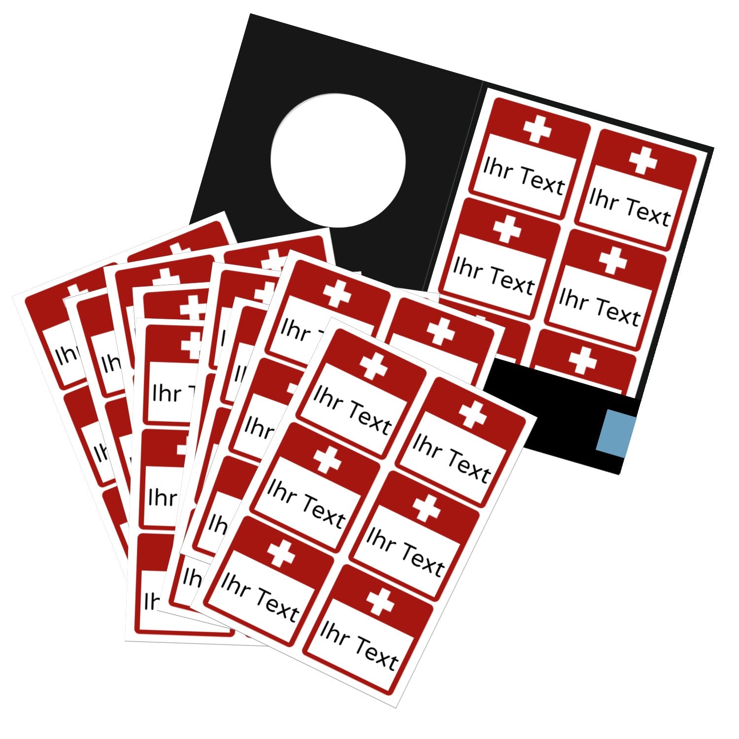 Kindersicherheits-Notfallaufkleber von aufkleberdrucker.de, 47x47 mm, 60 Stück, mit aufmerksamkeitsstarkem Design für Notfälle