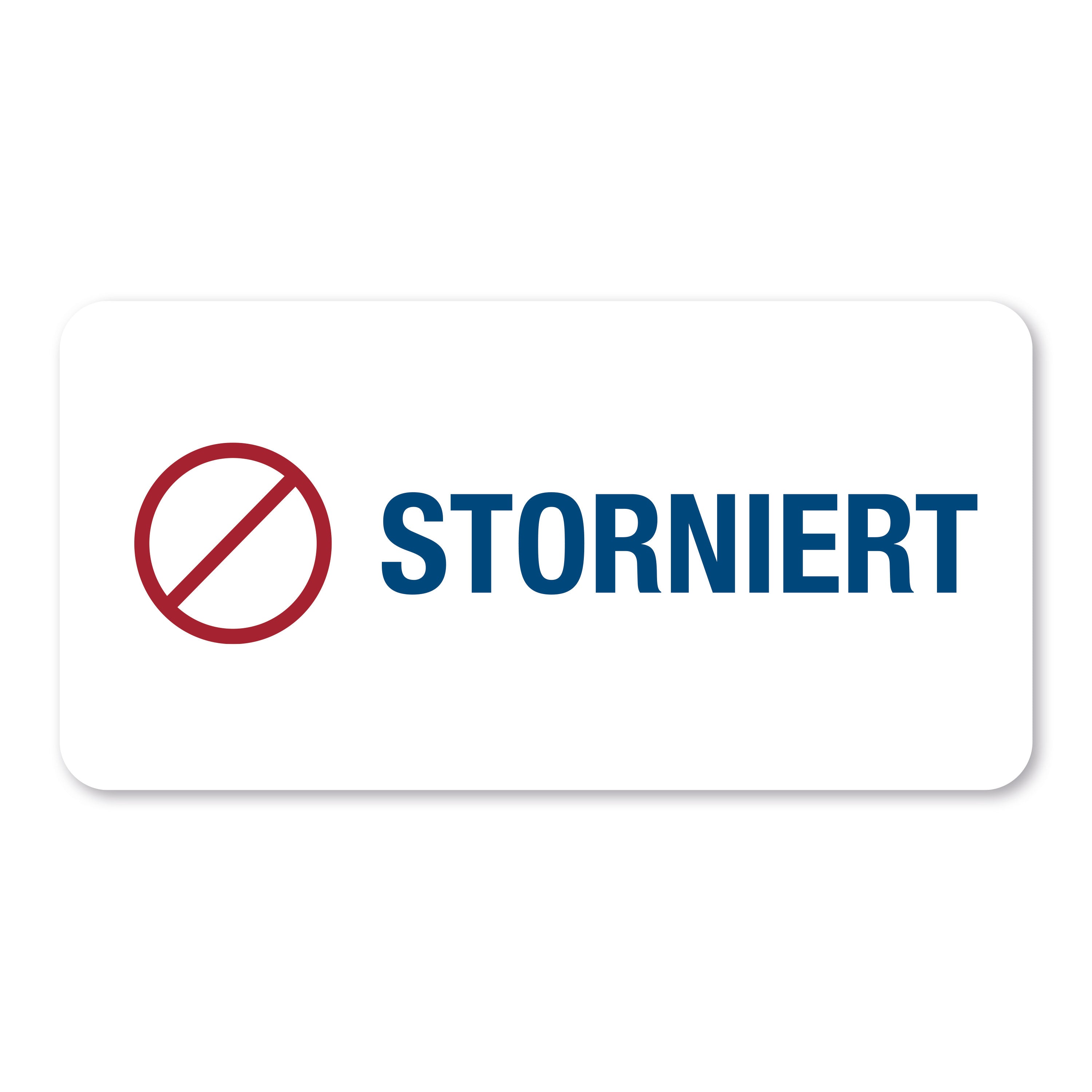 Aufkleber mit Piktogramm "Storniert" in 60x30 mm, 250 Stück, auf Rolle, ideal für Kennzeichnung und Organisation.