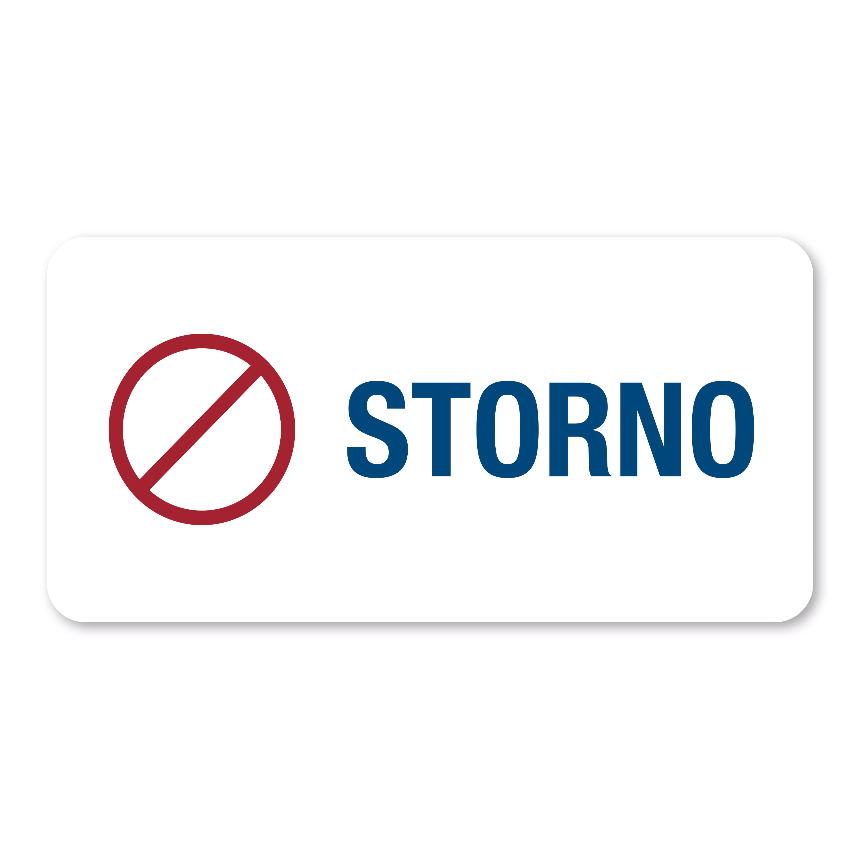 Aufkleber mit Piktogramm "Storno" in 60x30 mm, 250 Stück Rollenetikett, für Beschriftungen und Organisation.
