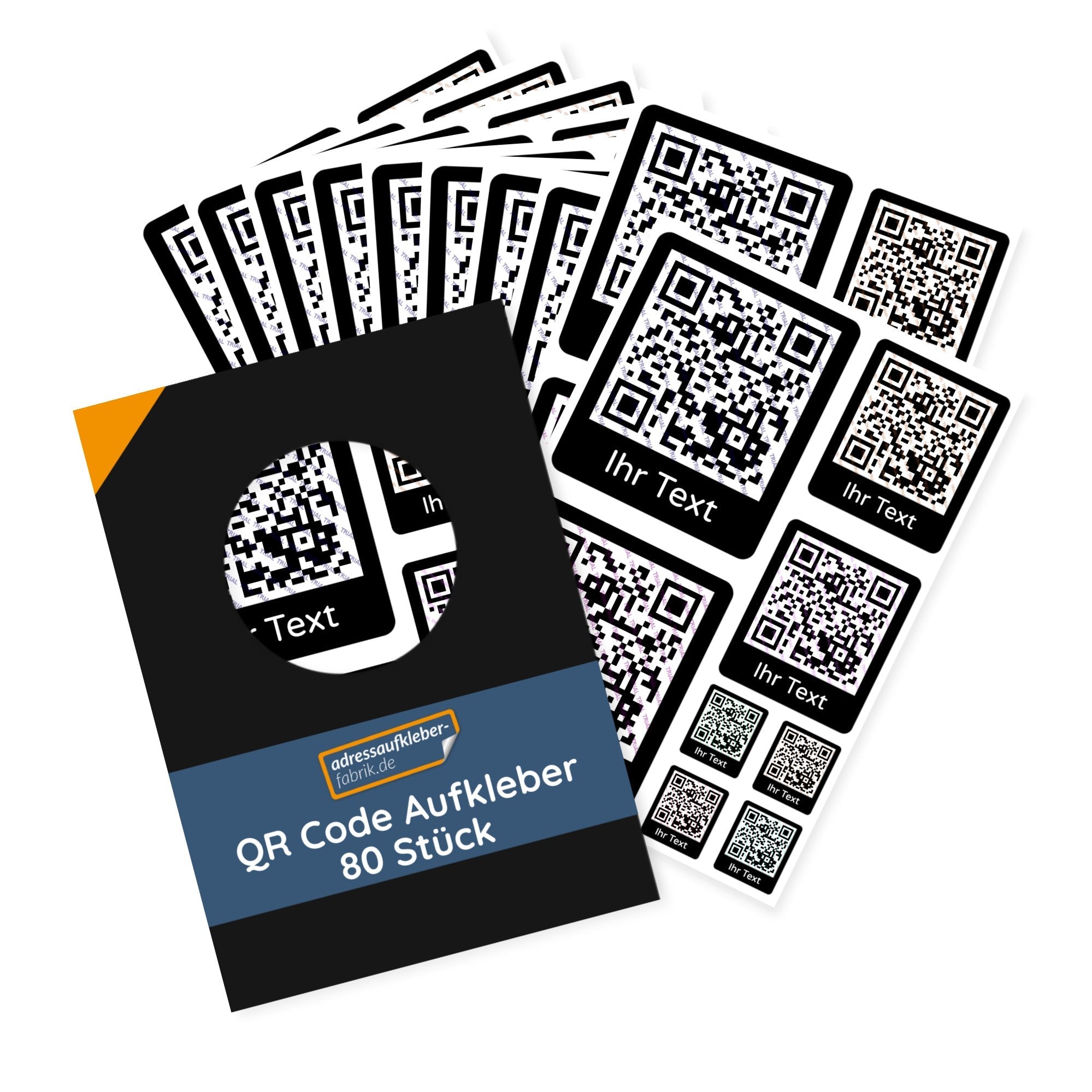 80 QR-Code Aufkleber in drei Größen, digitale Druckaufkleber, für Etiketten und Werbezwecke, von aufkleberdrucker.de