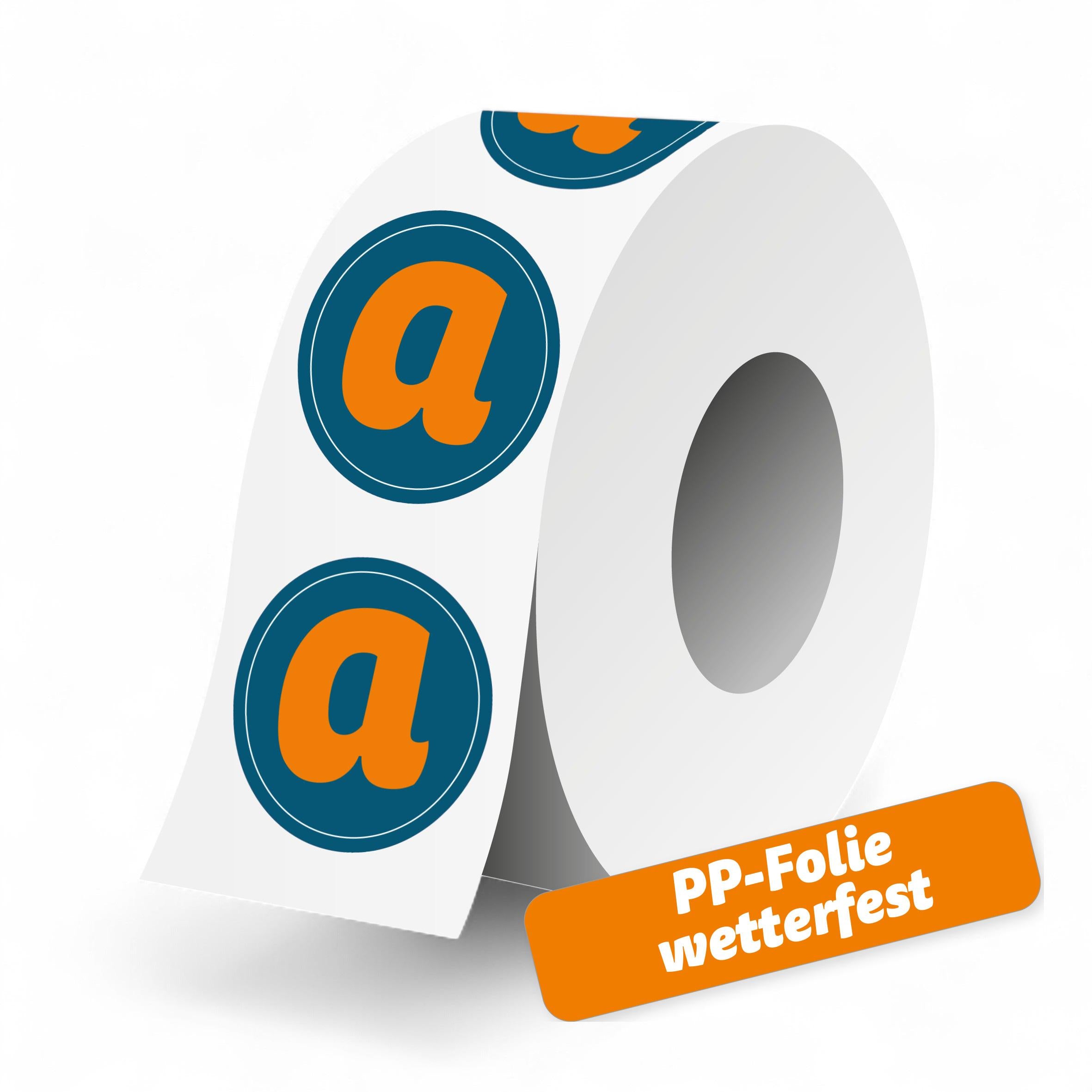 Druckbare PP-Folien-Etiketten auf Rollen aus Polypropylen, ideal für Digitaldruck, in Rollenform, von aufkleberdrucker.de