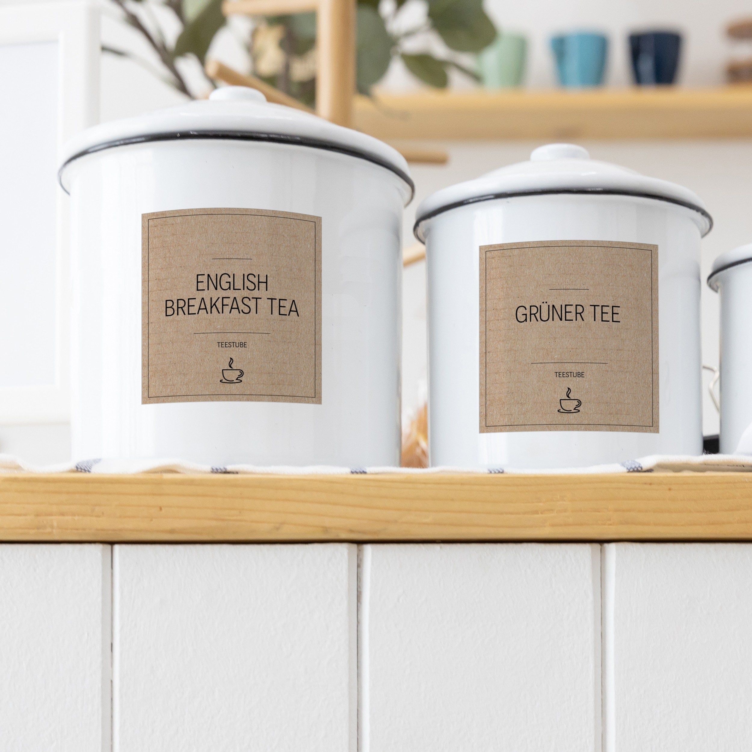 Aufkleber für Teedosen – Tee-Etiketten (Set mit 48 Aufklebern)