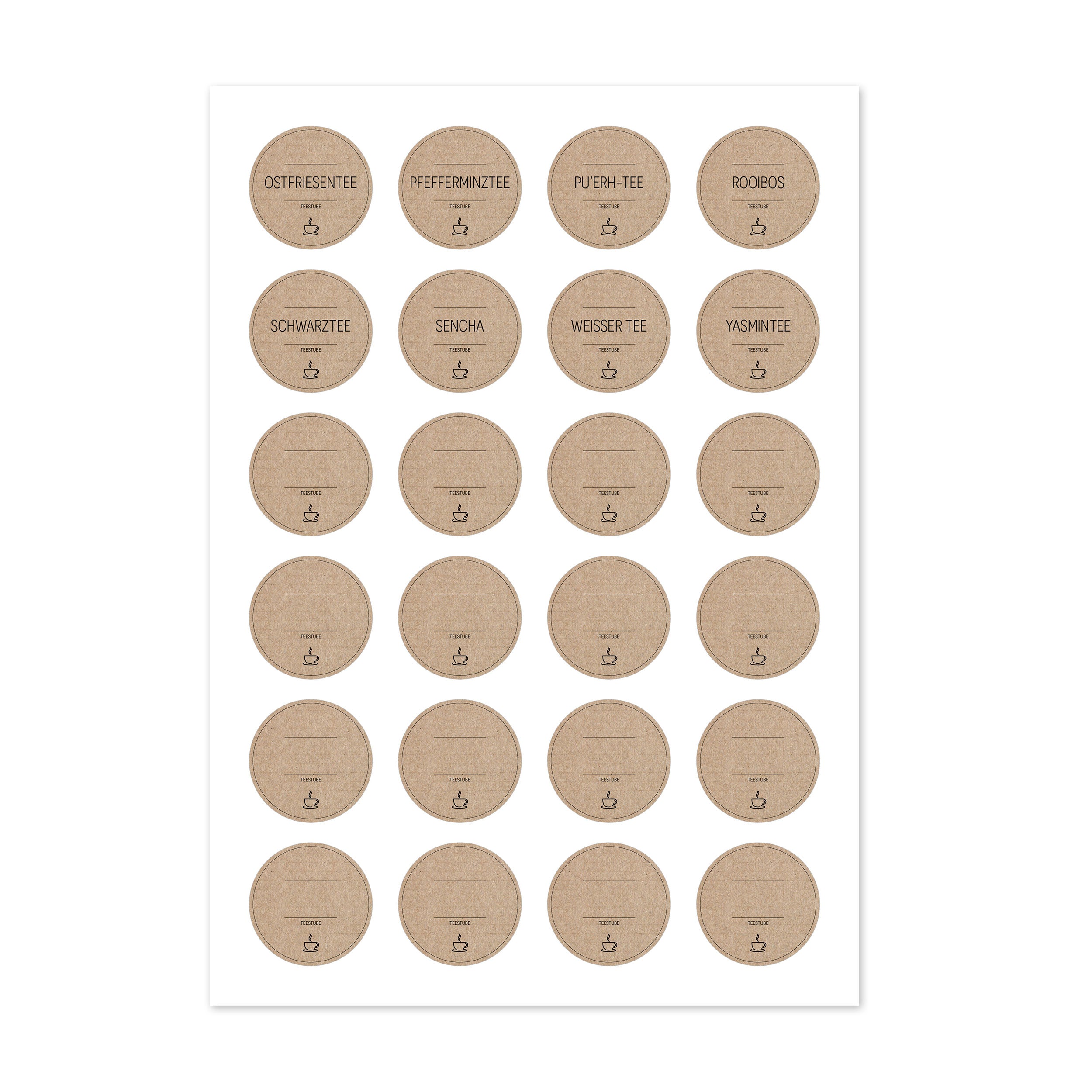 Aufkleber für Teedosen – Tee-Etiketten (Set mit 48 Aufklebern)