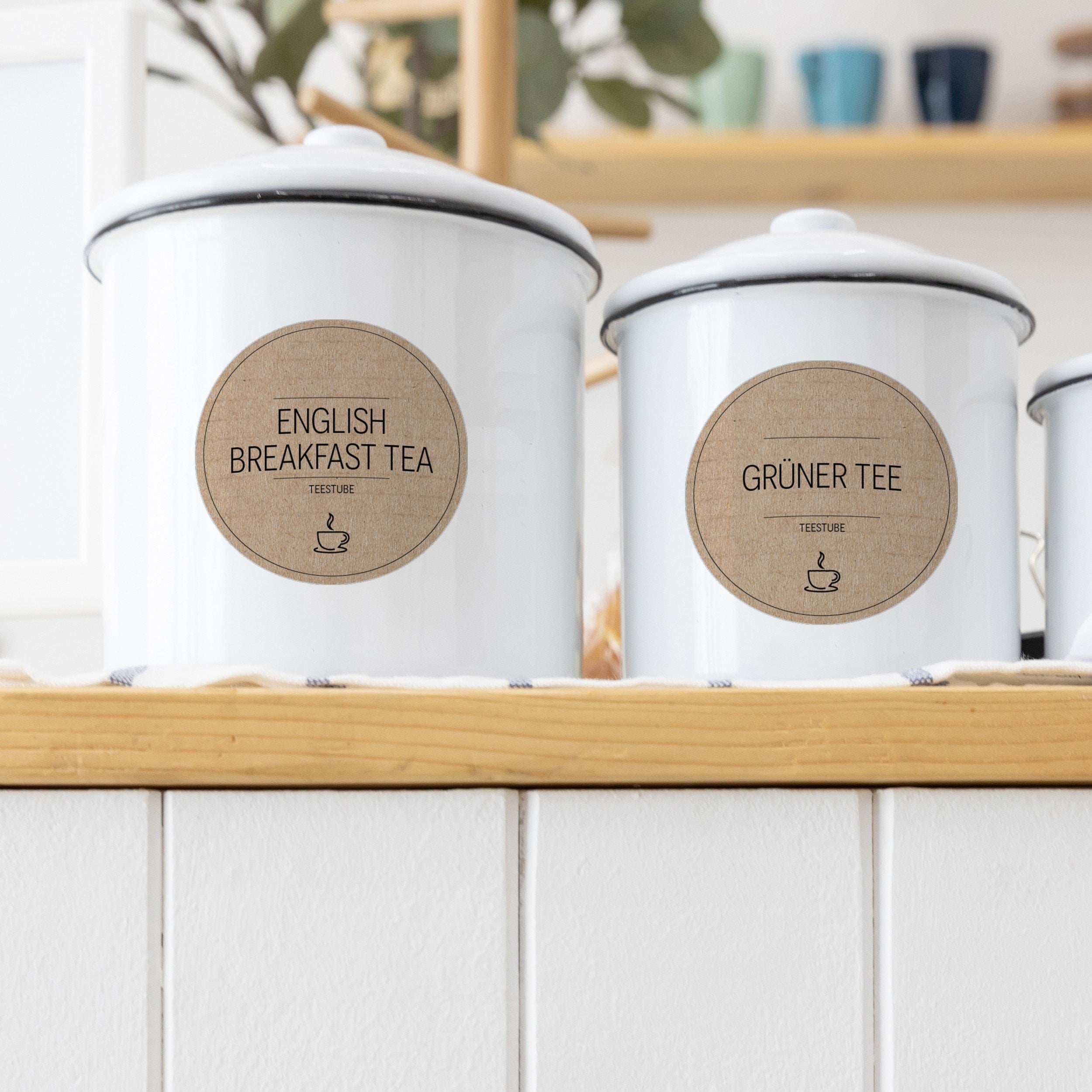 Aufkleber für Teedosen – Tee-Etiketten (Set mit 48 Aufklebern)