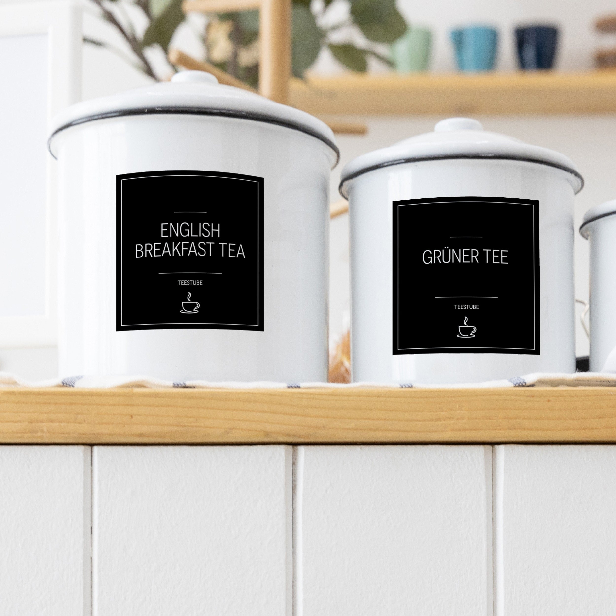 Aufkleber für Teedosen – Tee-Etiketten (Set mit 48 Aufklebern)