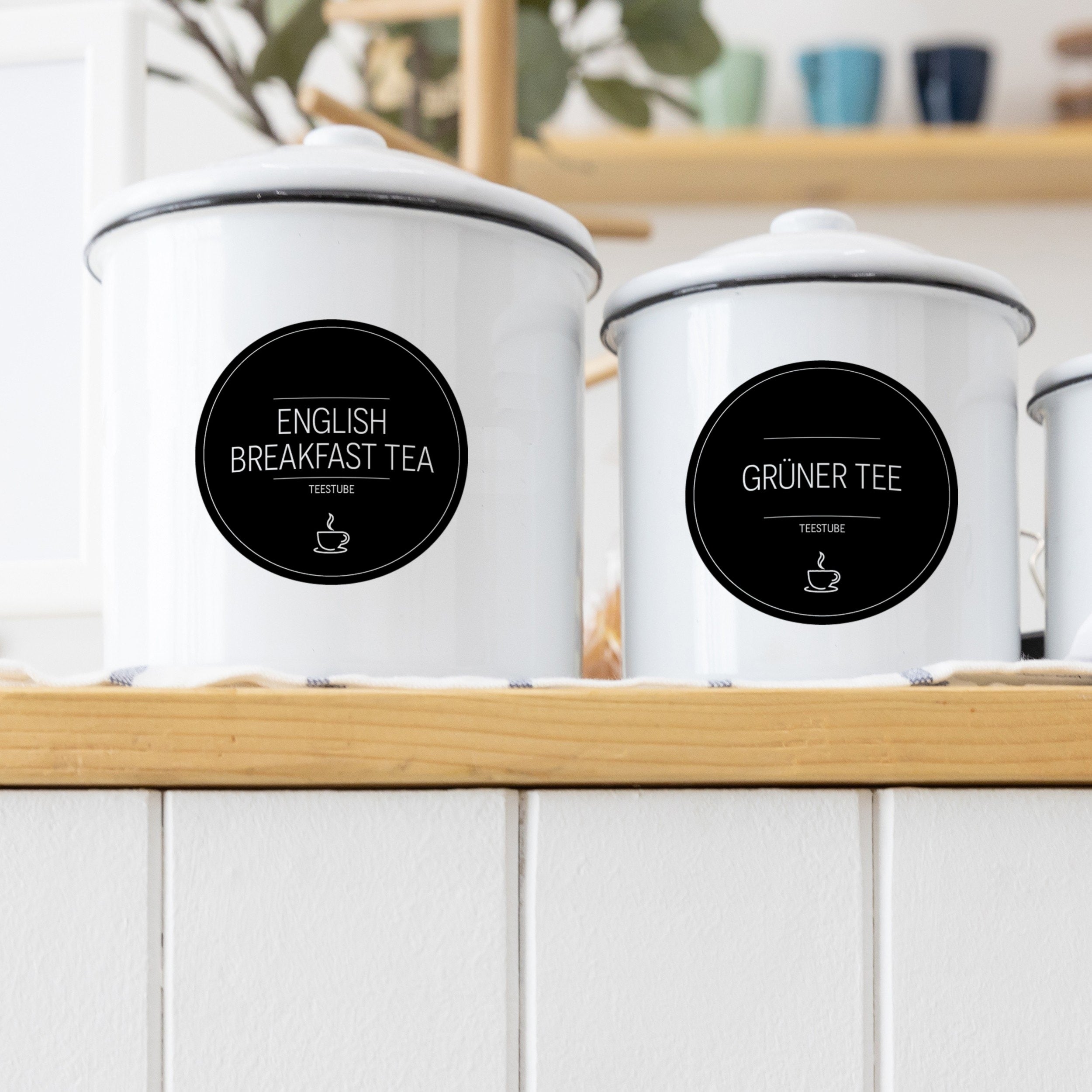 Aufkleber für Teedosen – Tee-Etiketten (Set mit 48 Aufklebern)