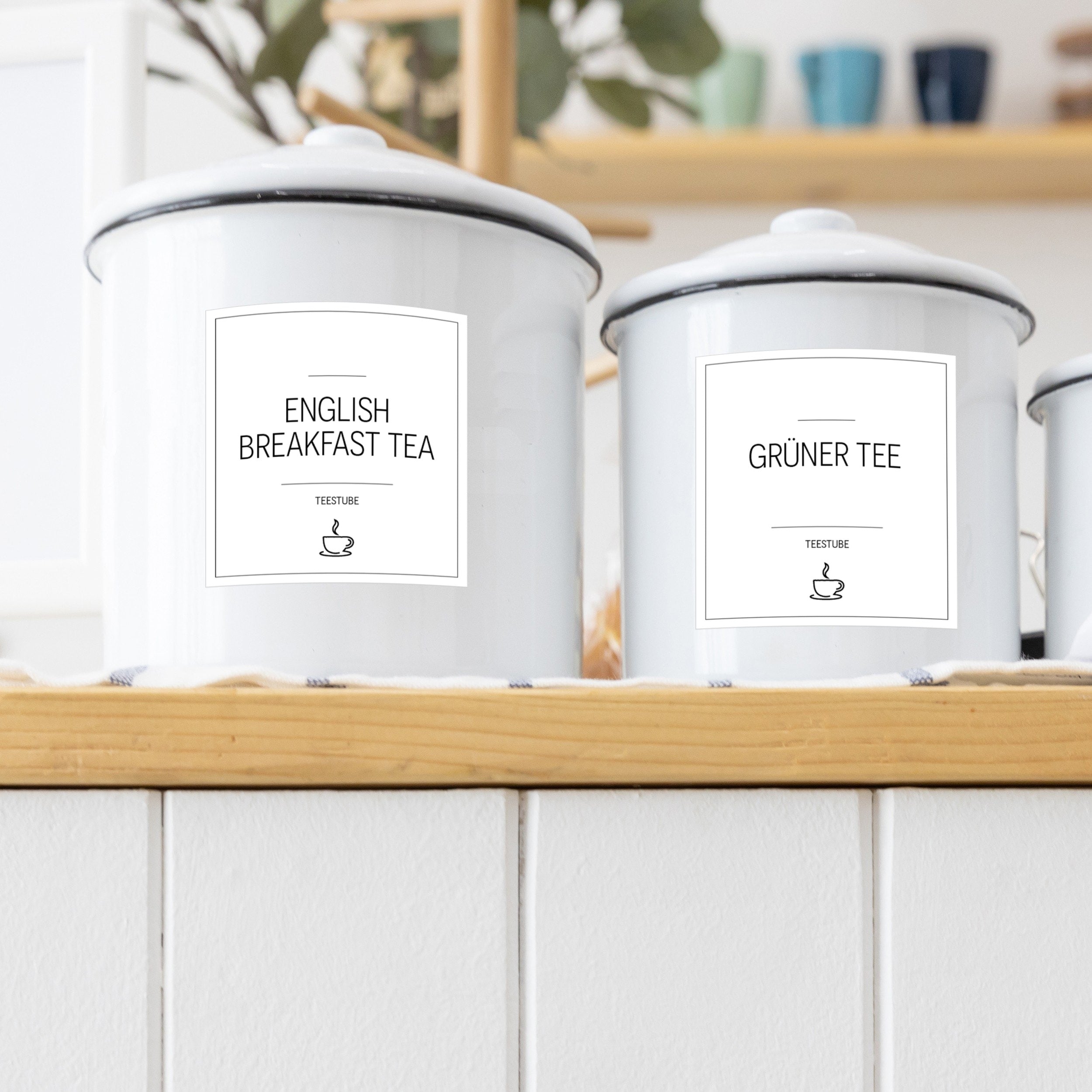 Aufkleber für Teedosen – Tee-Etiketten (Set mit 48 Aufklebern)