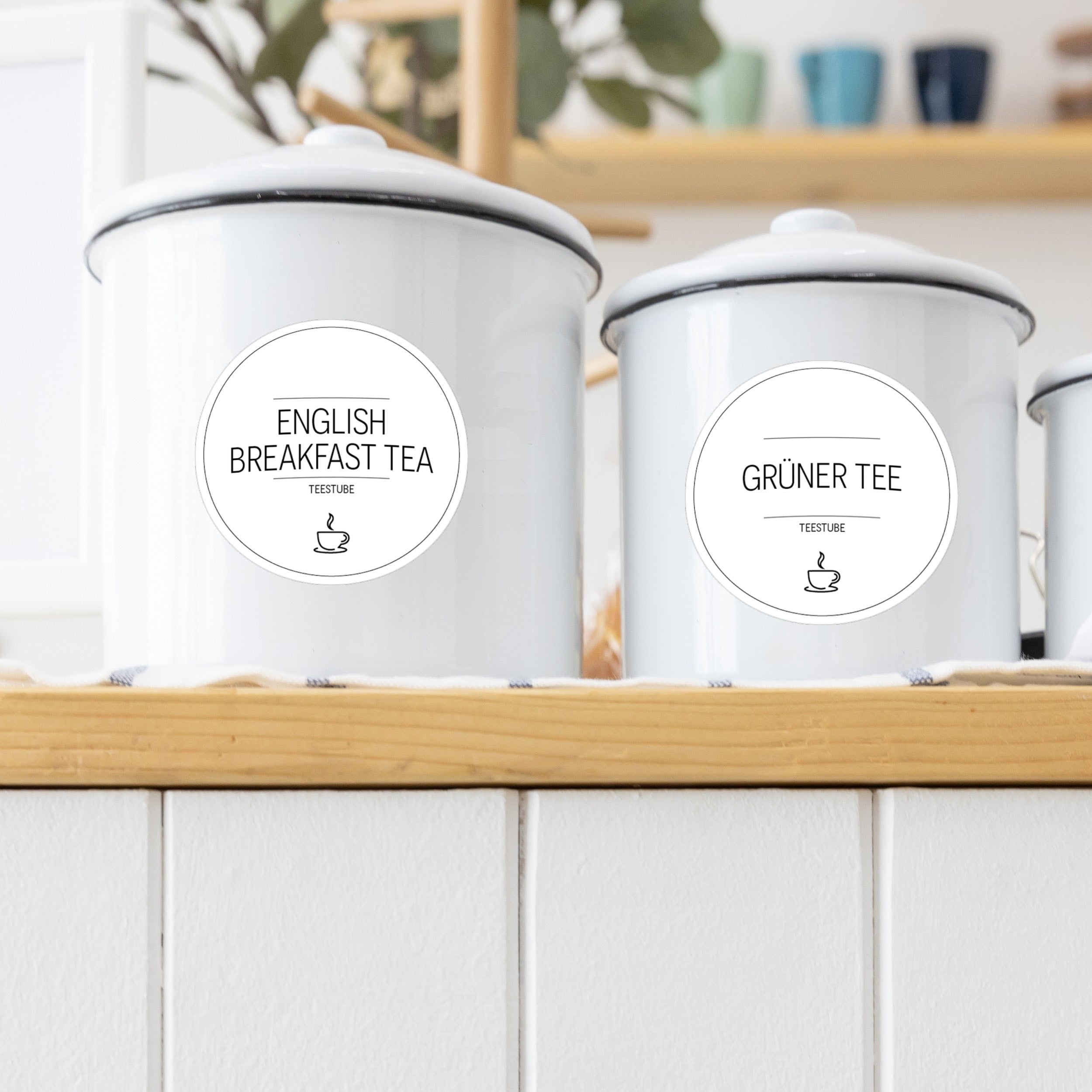 Aufkleber für Teedosen – Tee-Etiketten (Set mit 48 Aufklebern)