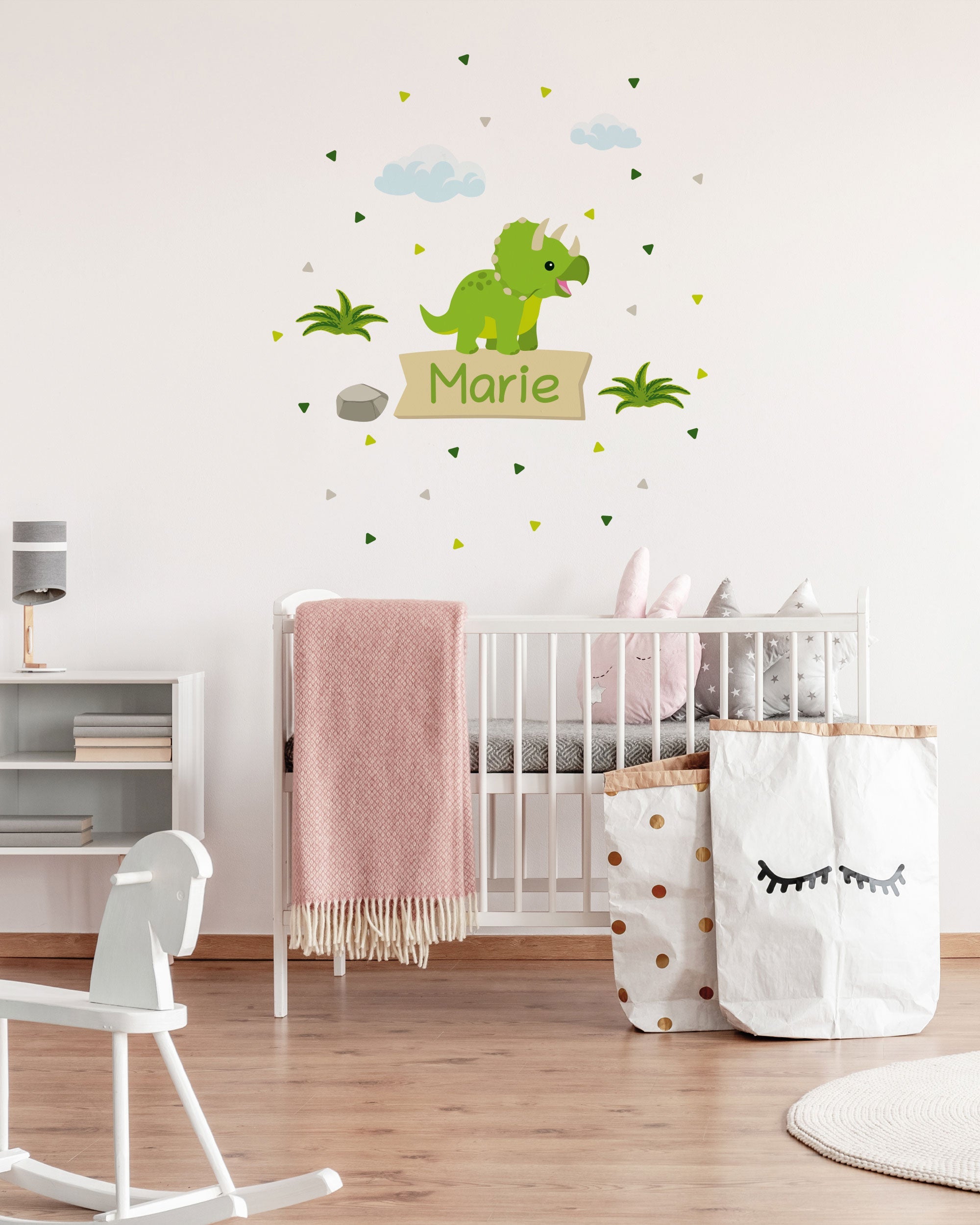 Individueller Dino-Türaufkleber für das Kinderzimmer, detailreiches Dinomotiv, langlebiger Wandaufkleber von aufkleberdrucker.de