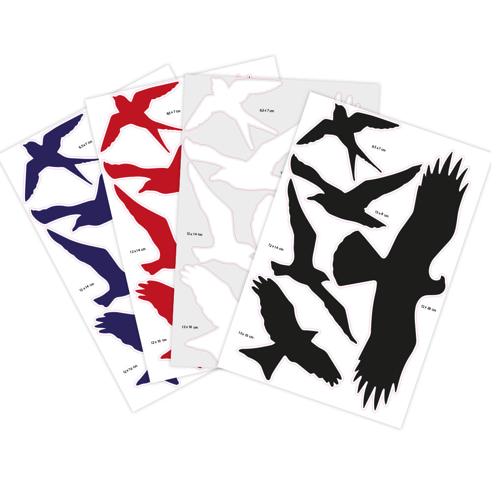 Aufkleber Vogel Silhouette - Set (2 Bögen - 200x300 mm)