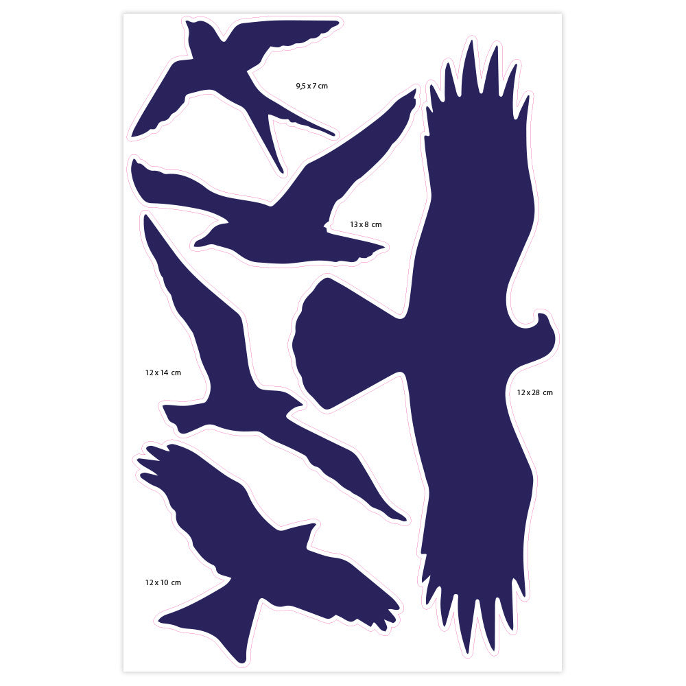 Aufkleber Vogel Silhouette - Set (2 Bögen - 200x300 mm)