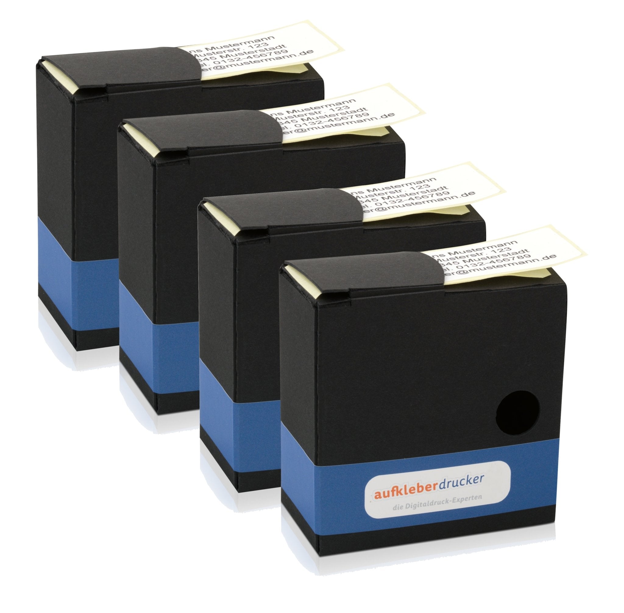 Adressaufkleber im Spenderkarton, 60x30 mm, von adressaufkleber-fabrik.de, mit weißem Hintergrund und kleinem Adressfeld