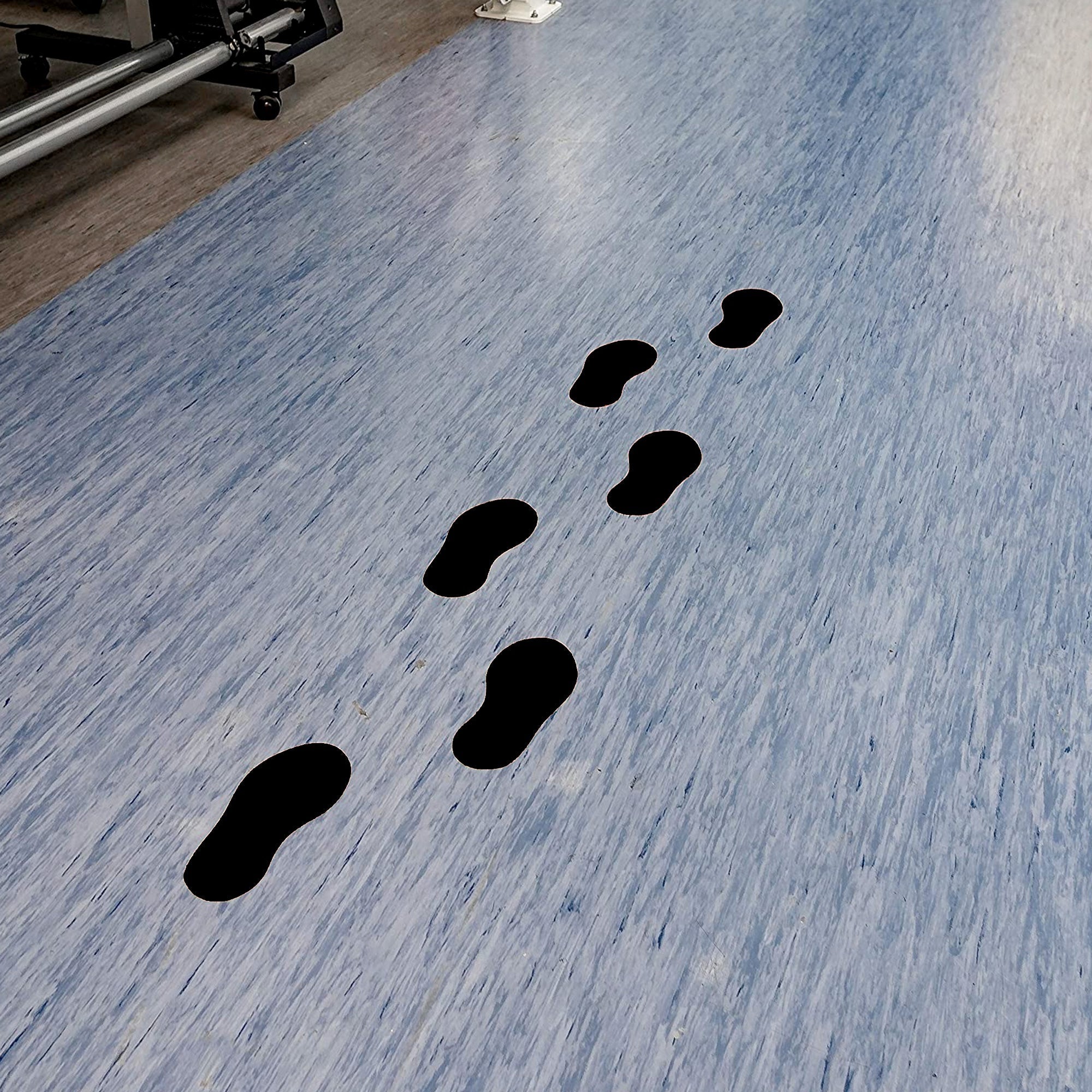 Fußbodenaufkleber für Fußpaare in Schwarz, 10 Paar, 250x110 mm, zum Schutz und zur Markierung auf dem Boden