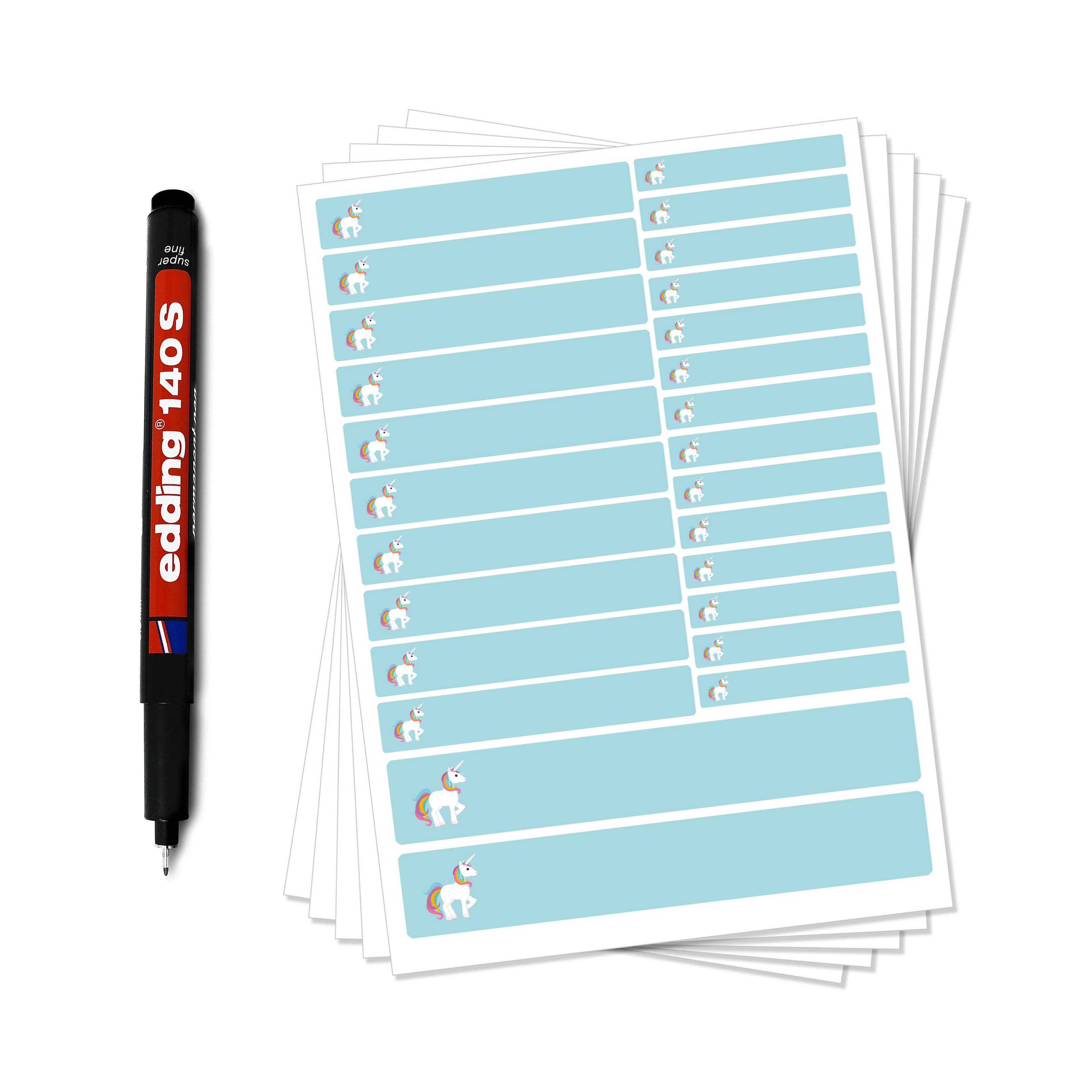 130 Stück DIY Namensaufkleber zum Selbstbeschriften incl. Permanent Marker & Laminat