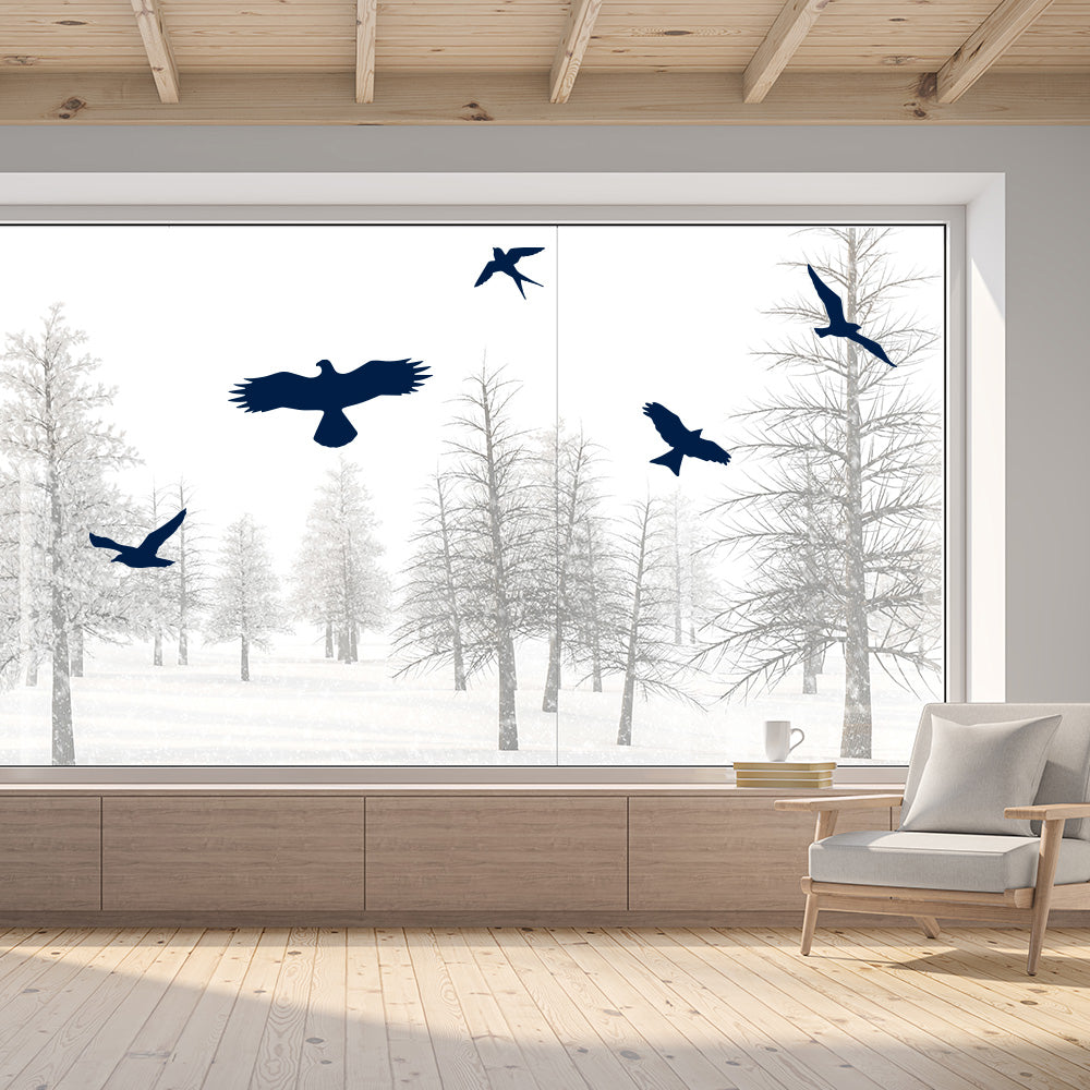 Vogel-Silhouetten-Aufkleber im Set, 2 Bögen, für Fenster, dekorative Wandaufkleber, aufkleberdrucker.de