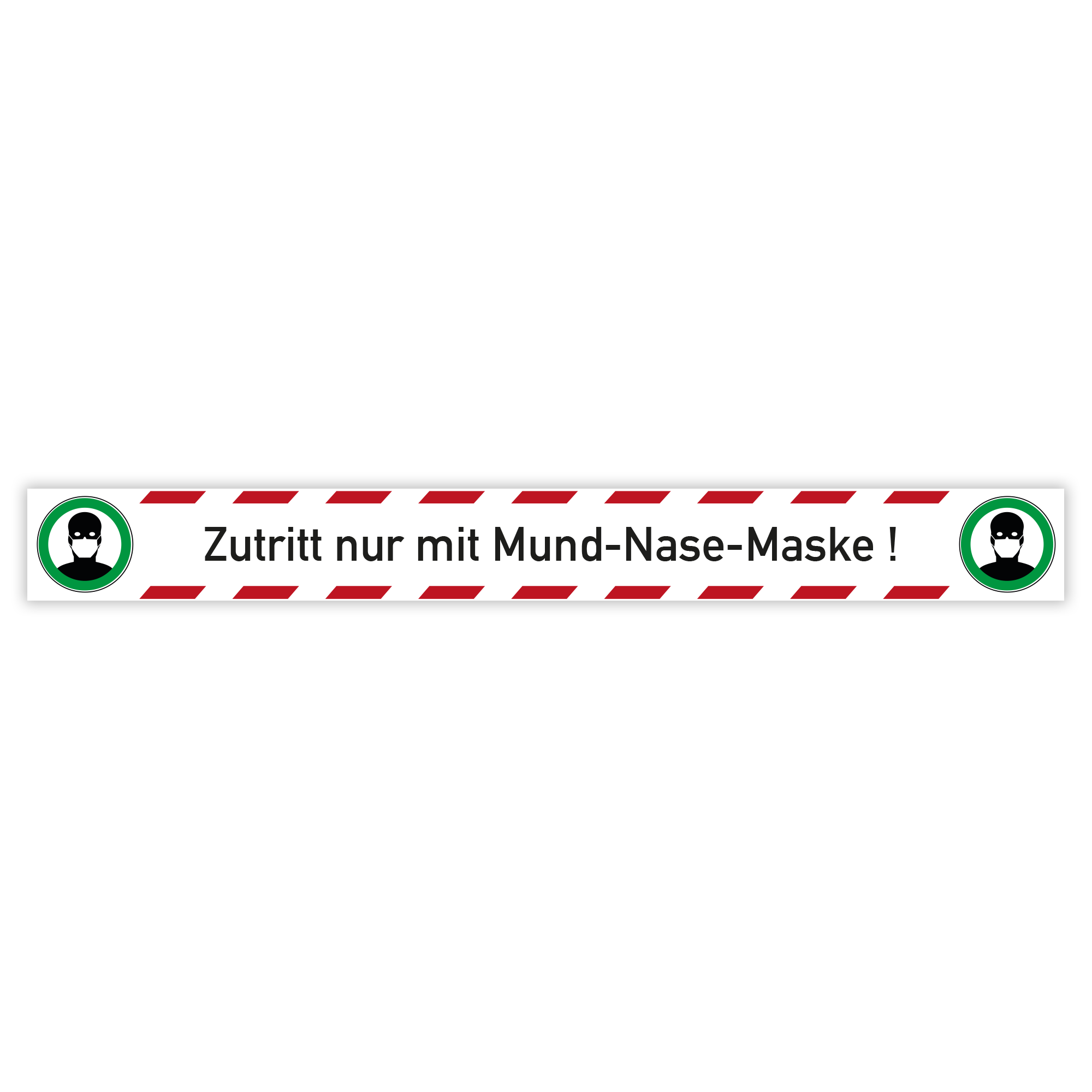 Fußbodenaufkleber - Zutritt nur mit Mund-Nase-Maske (1000x100 mm)