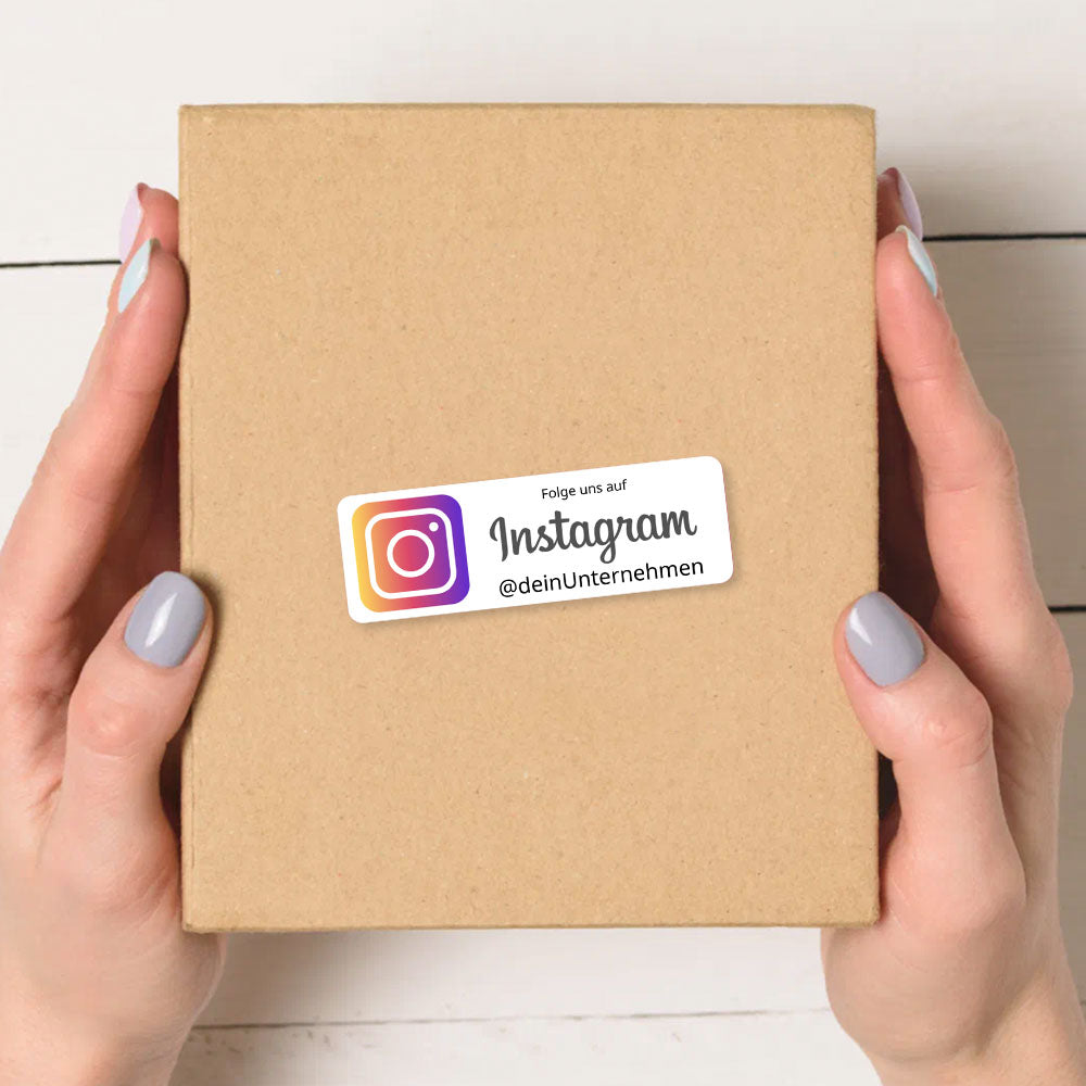 Individuelle Instagram Social-Media Aufkleber, Set mit 72 bunten Sticker in 60x20 mm auf zwei Bögen, ideal für Dekoration.