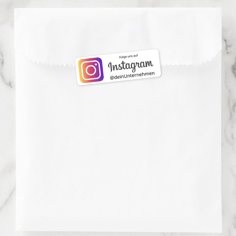 Individuelle Instagram Social-Media Aufkleber, 2 Bögen mit 72 kleinen, rechteckigen Stickern im 60x20 mm Format, bunt und auffällig