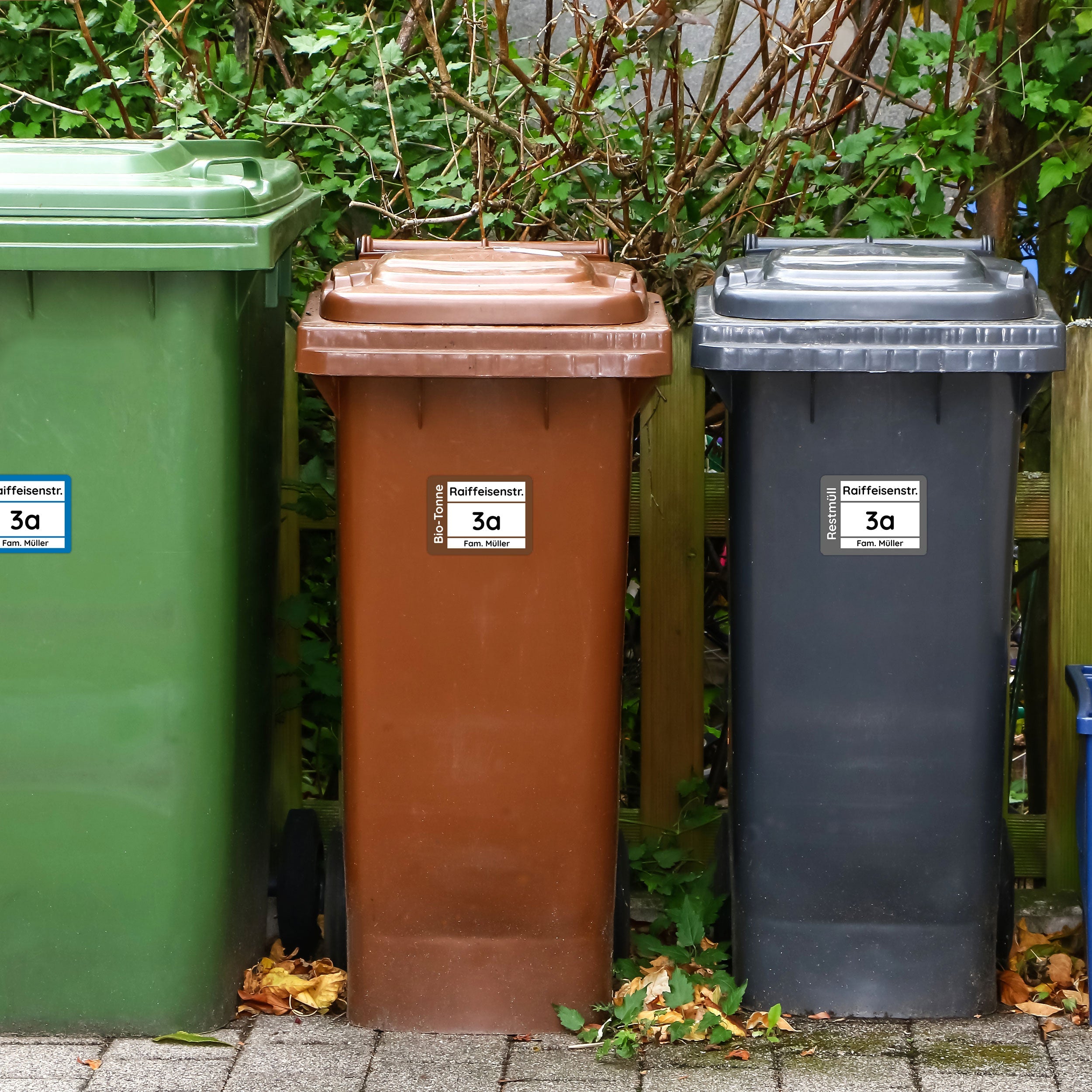 Mülltonnenaufkleber Set 4 Stück – personalisierbar – 19x14 cm – wetterfest & individuell gestaltbar