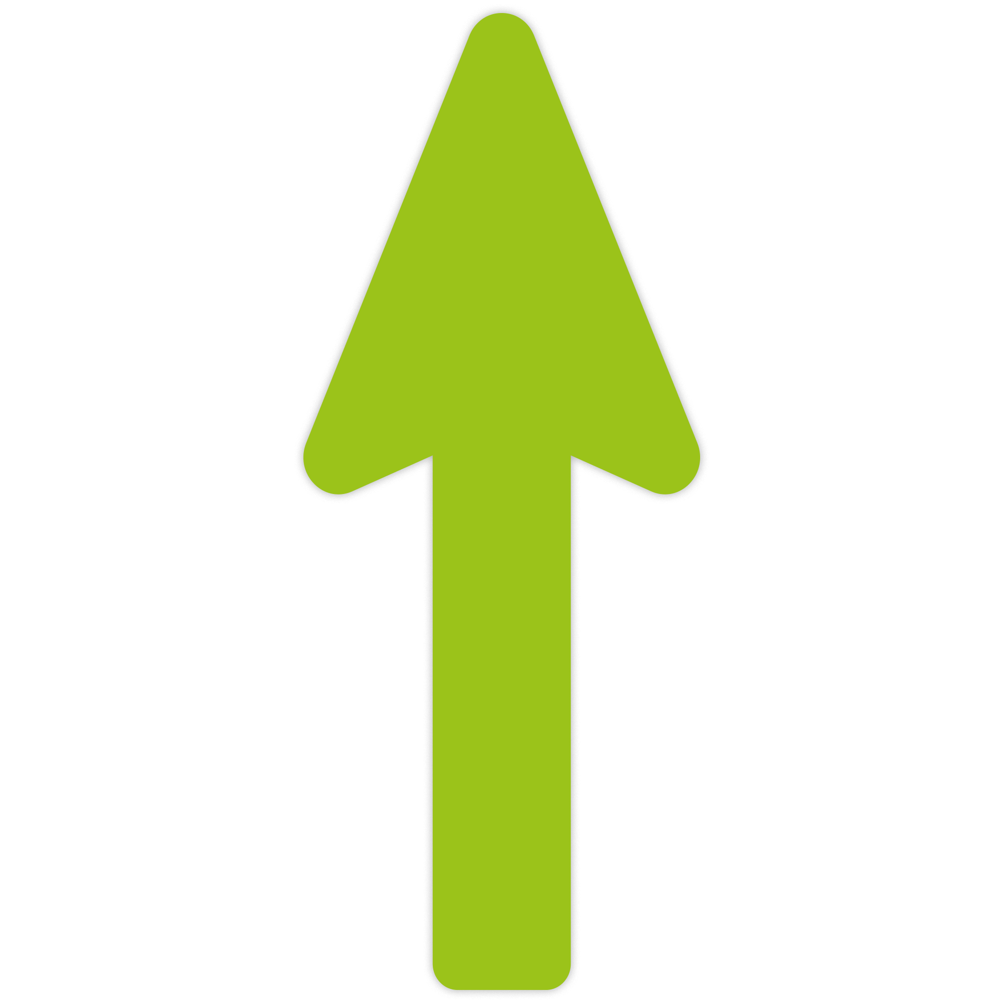 Zwei grüne Fußbodenaufkleber mit Pfeil, Richtungsweiser, Größe 400x160 mm, zur Orientierung auf dem Boden.